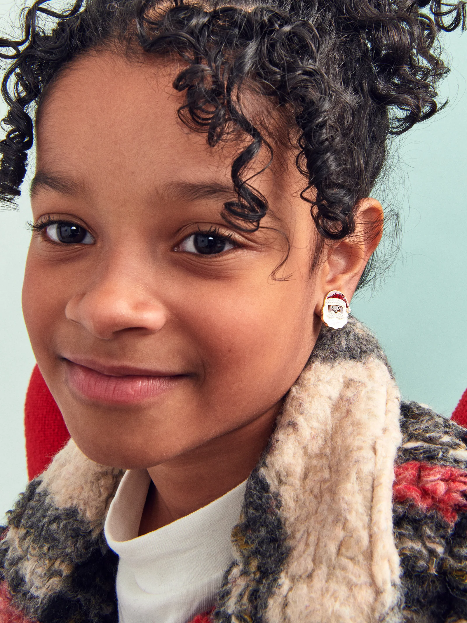 Mr. & Mrs. Claus Kids' Clip-On Earring Set - Red/White - Image 6