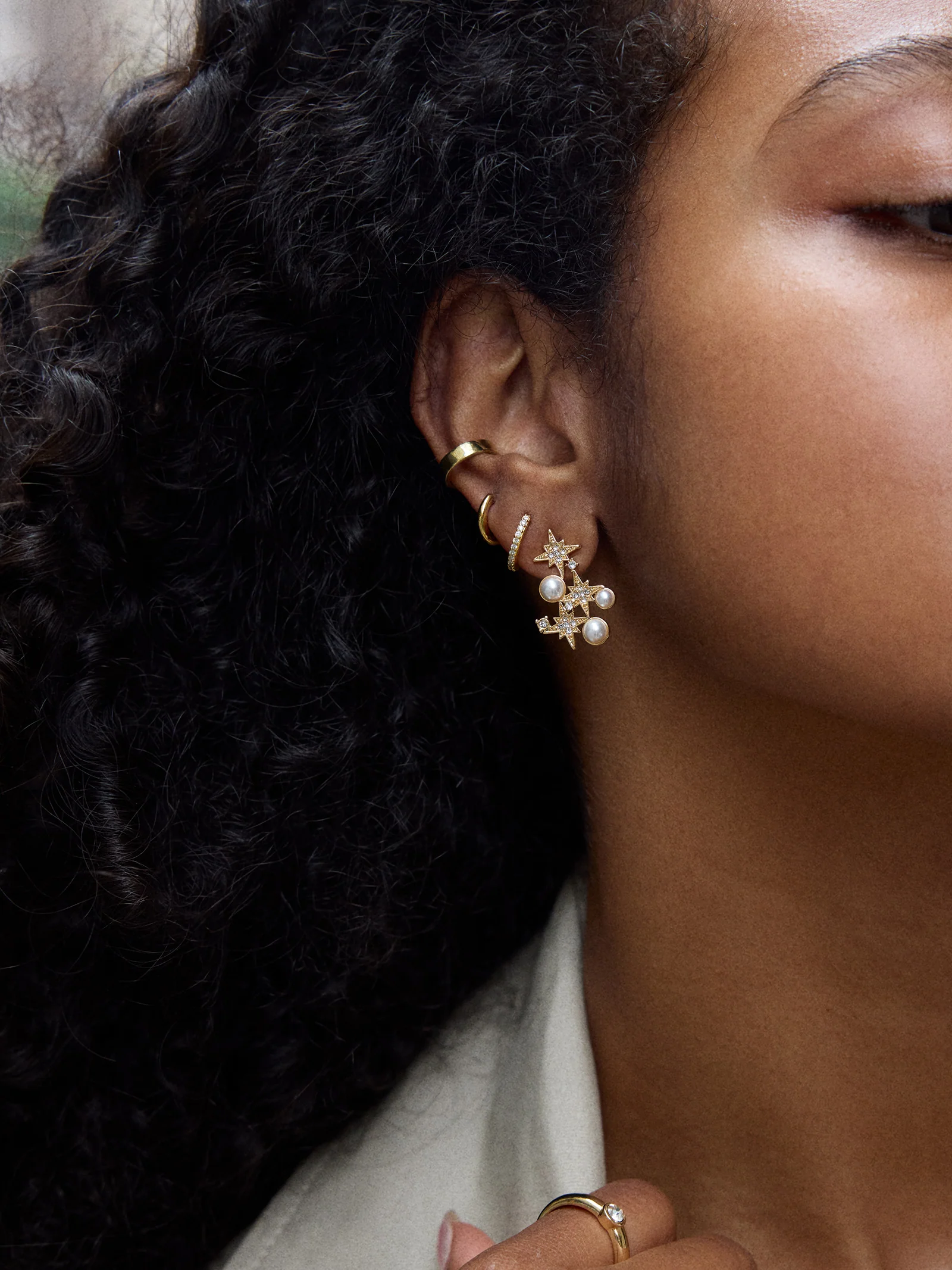 Nora Crystal Earrings - Gold/Pavé - Image 2