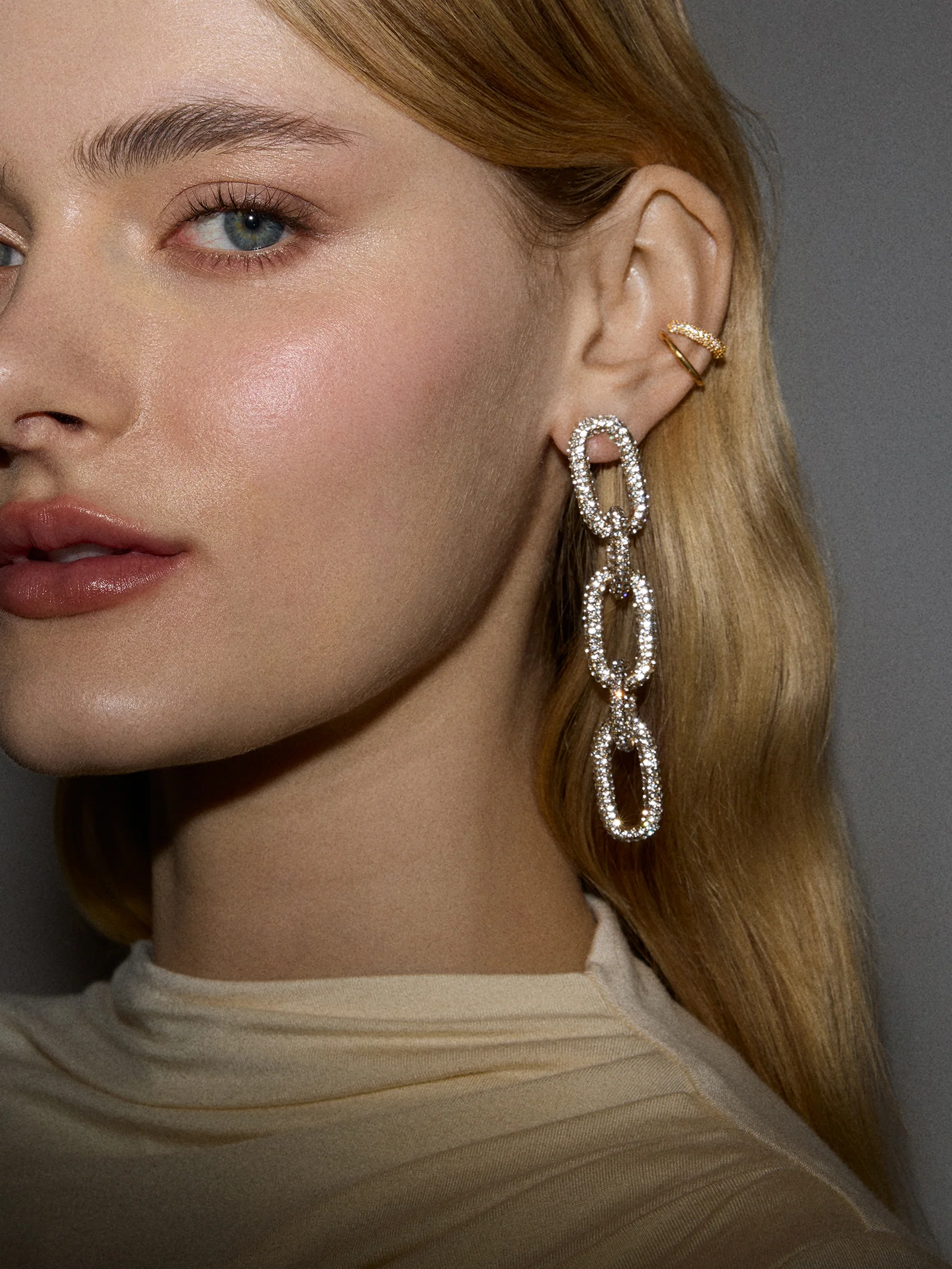 Nova Statement Earrings - Gold/Pavé - Image 2