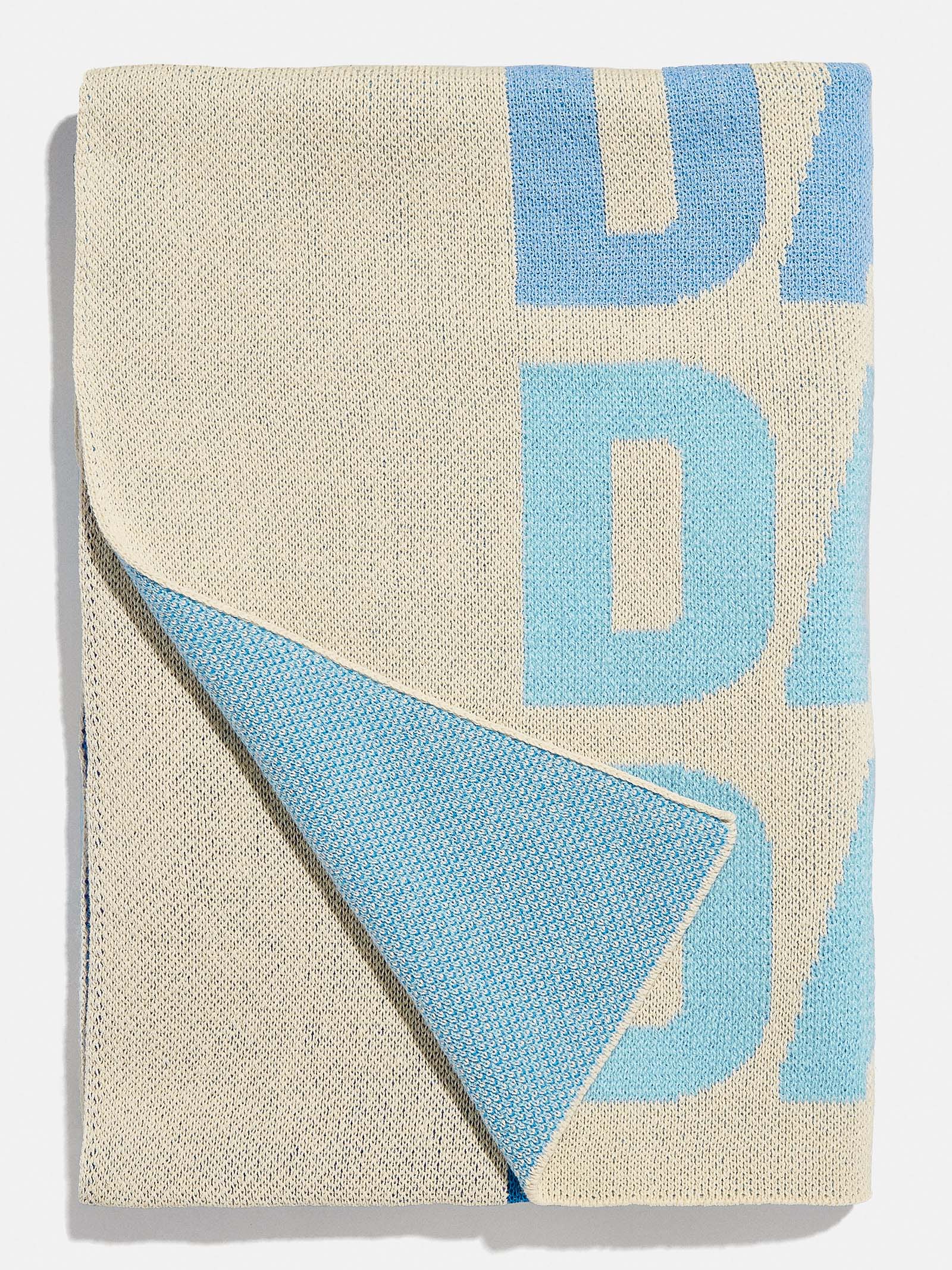 Ombre Name Custom Blanket - White/Light Blue - Image 3