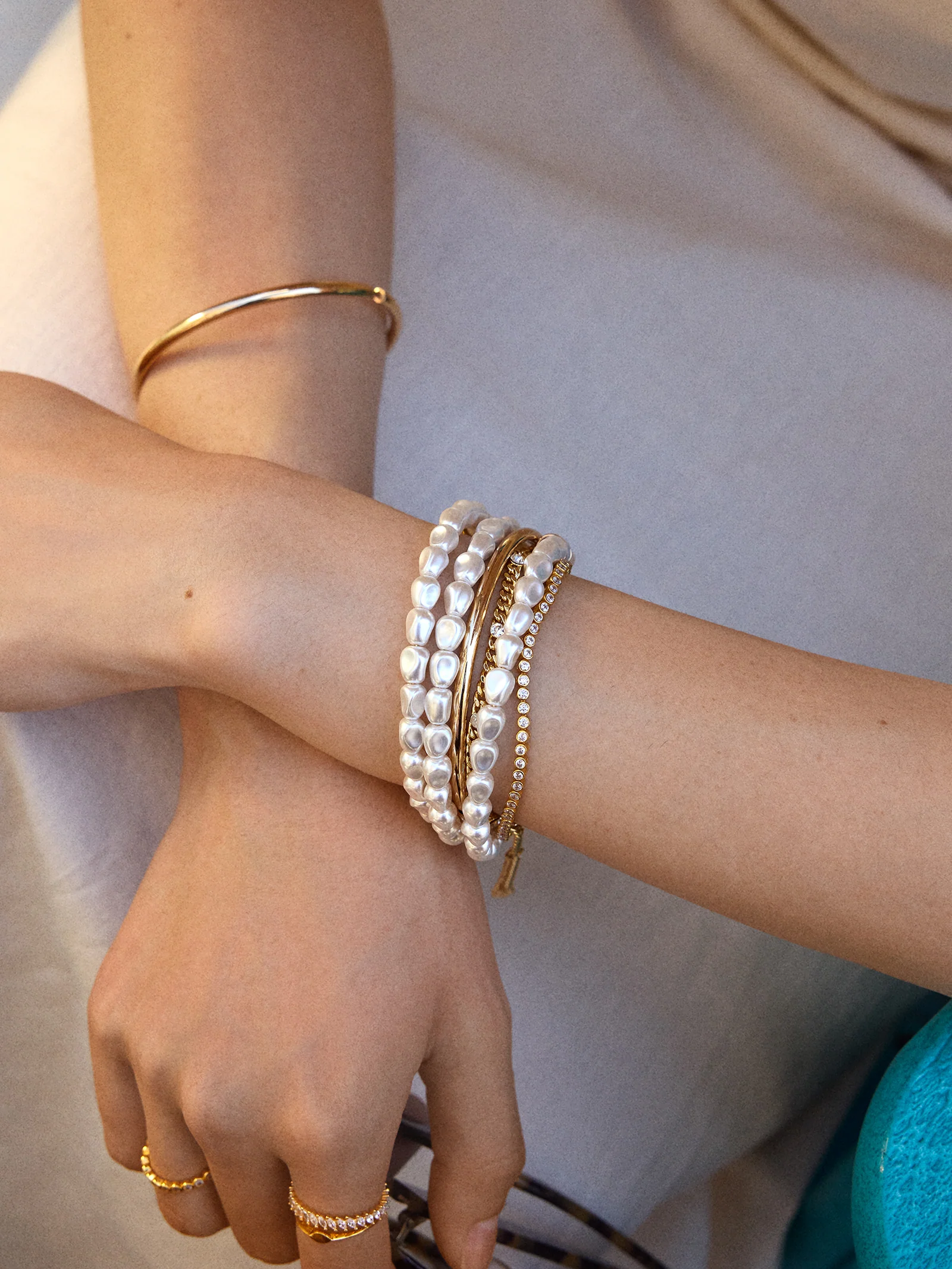 Ondine Pearl Cuff Bracelet - White - Image 2