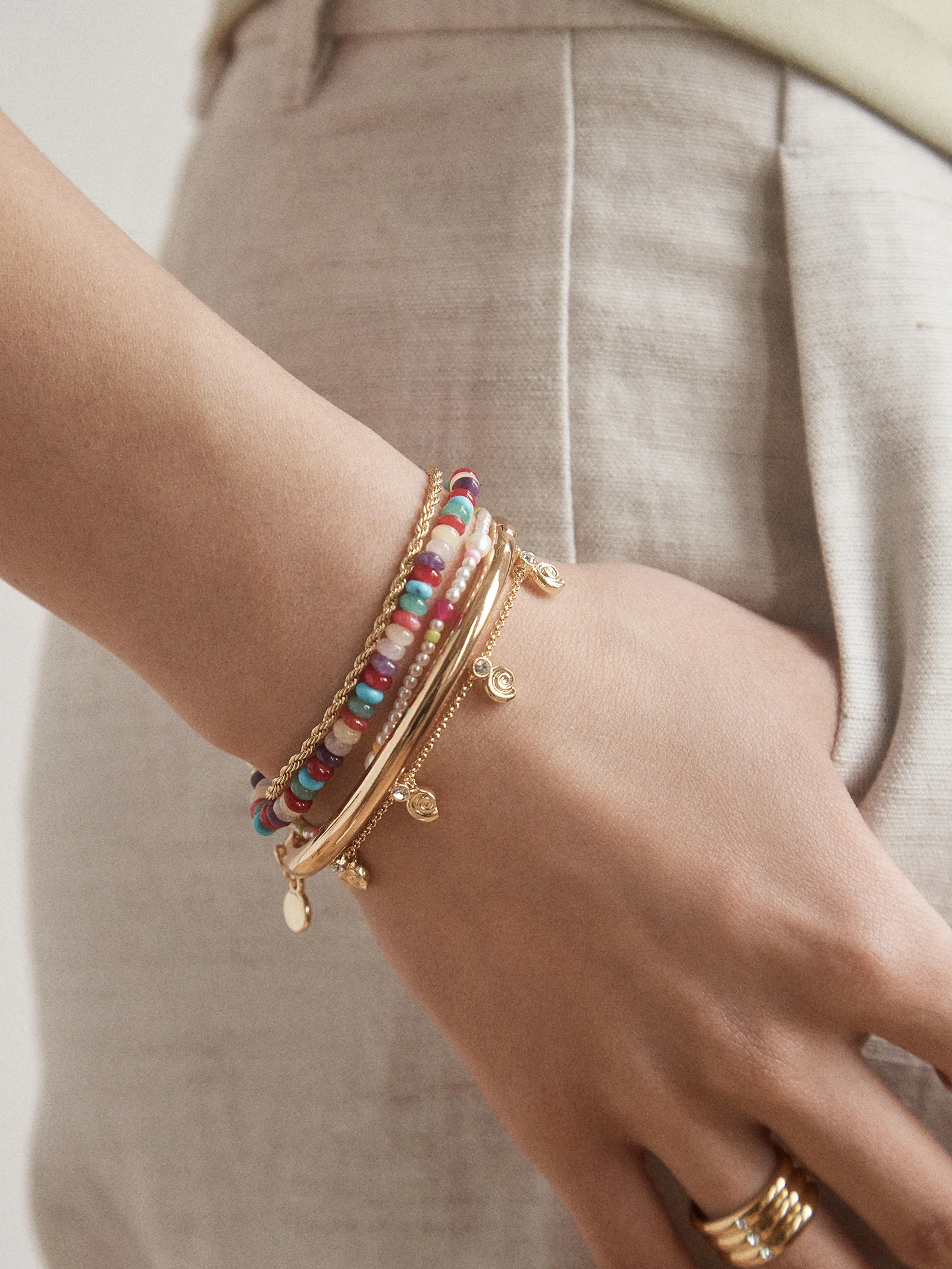 Pacifica Seashell Bracelet - Gold/Pavé - Image 3