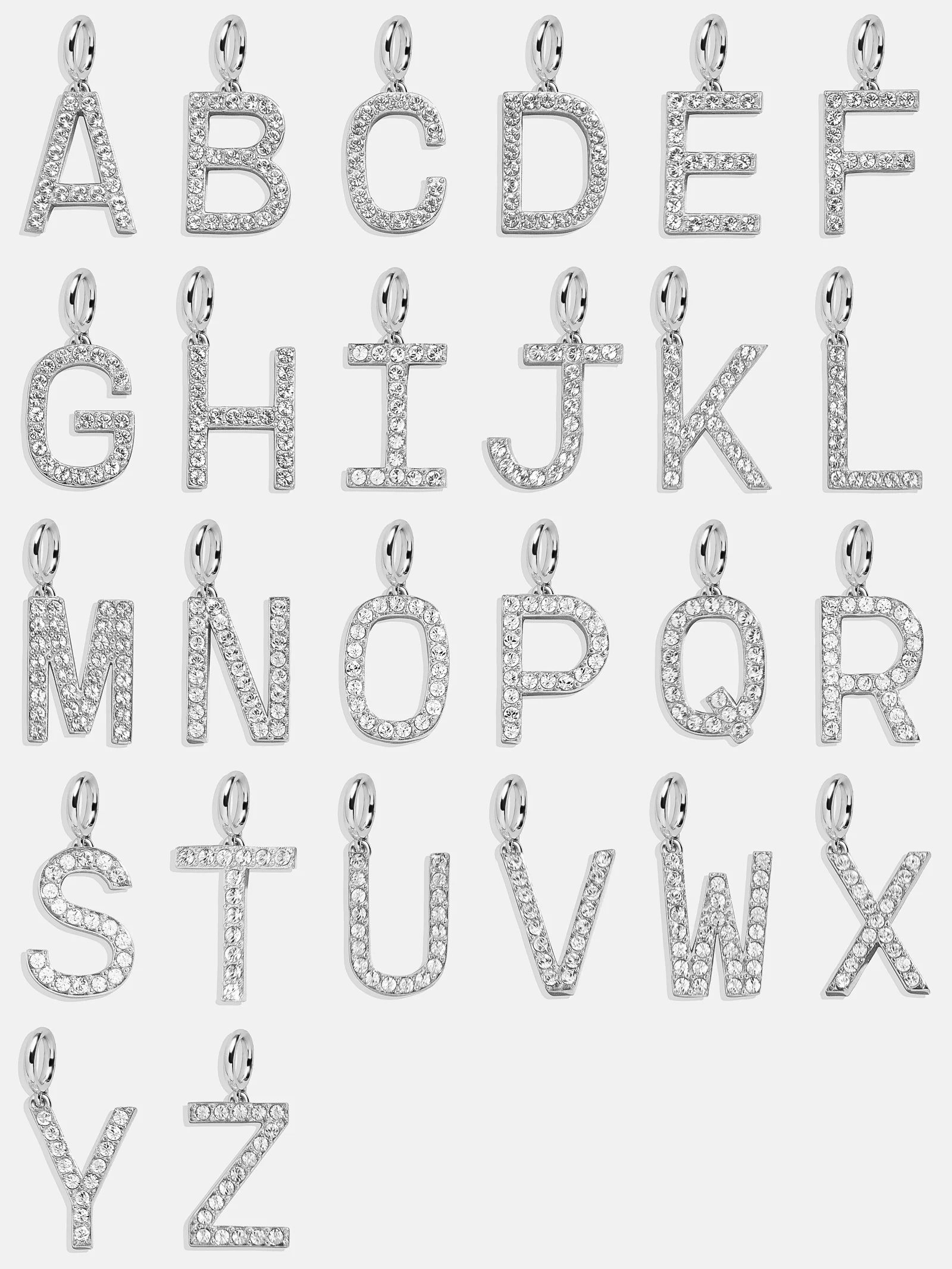 Silver Pave Initial Cluster Charm - A - Image 4