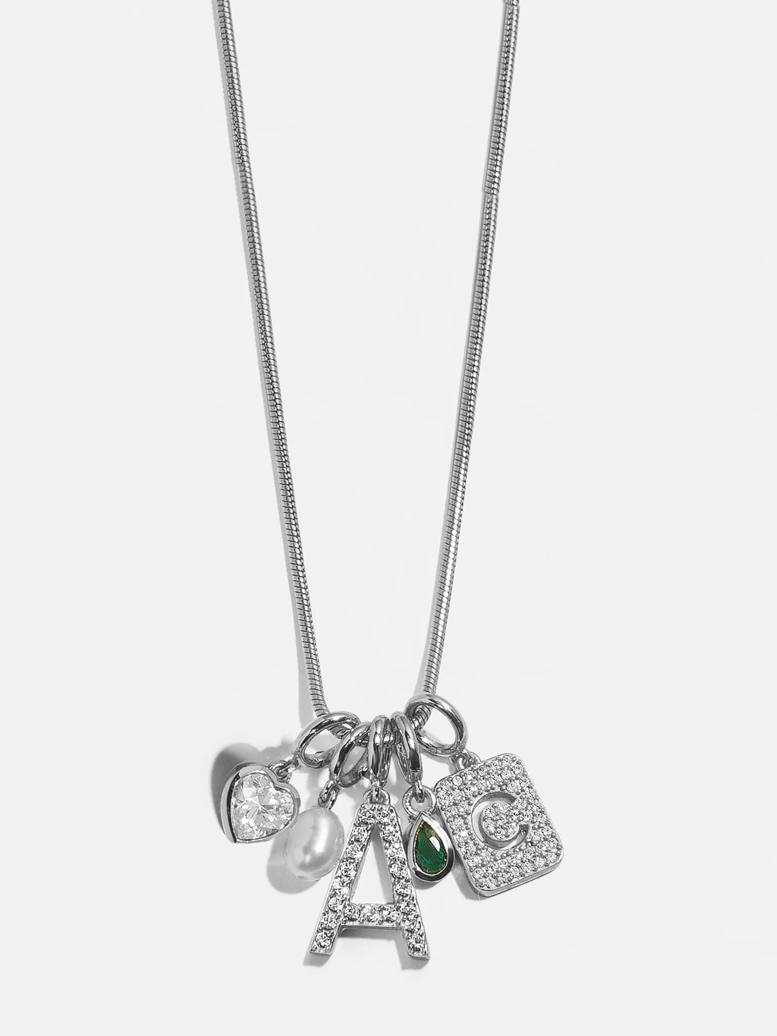 Silver Pave Initial Cluster Charm - U - Image 2