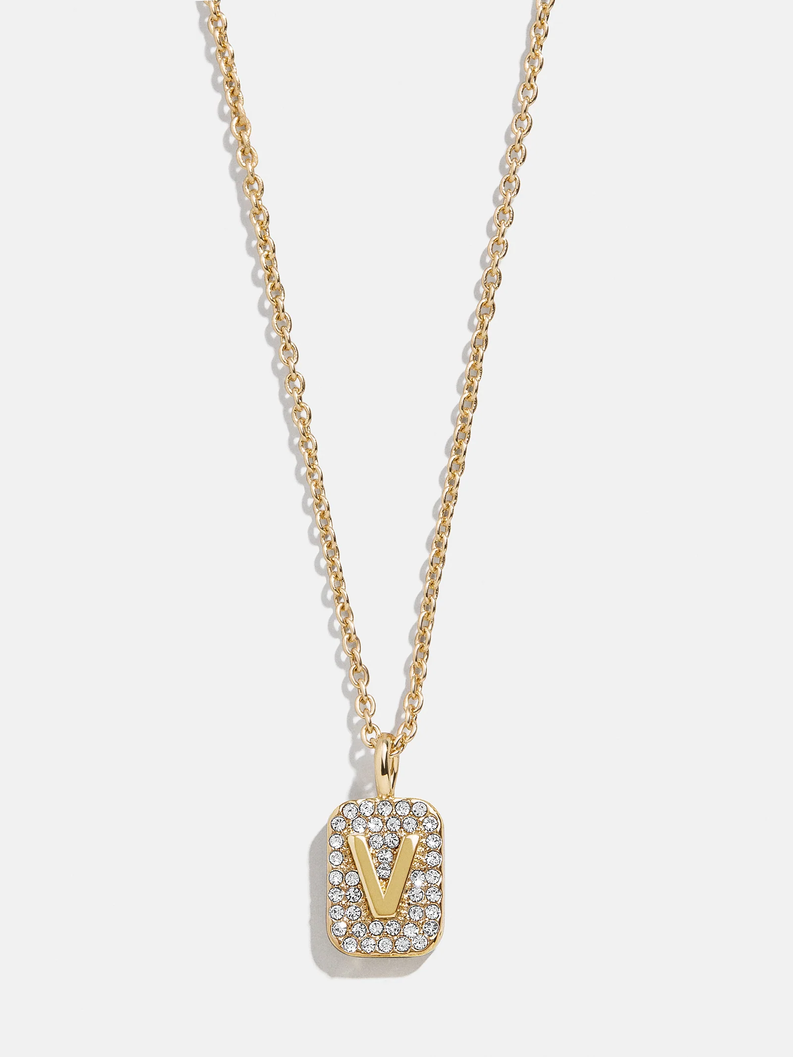 Tina Block Initial Necklace - Gold/Pavé - Image 24