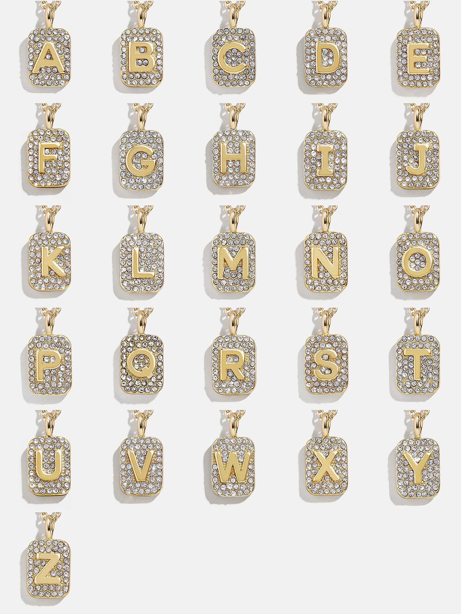 Tina Block Initial Necklace - Gold/Pavé - Image 31