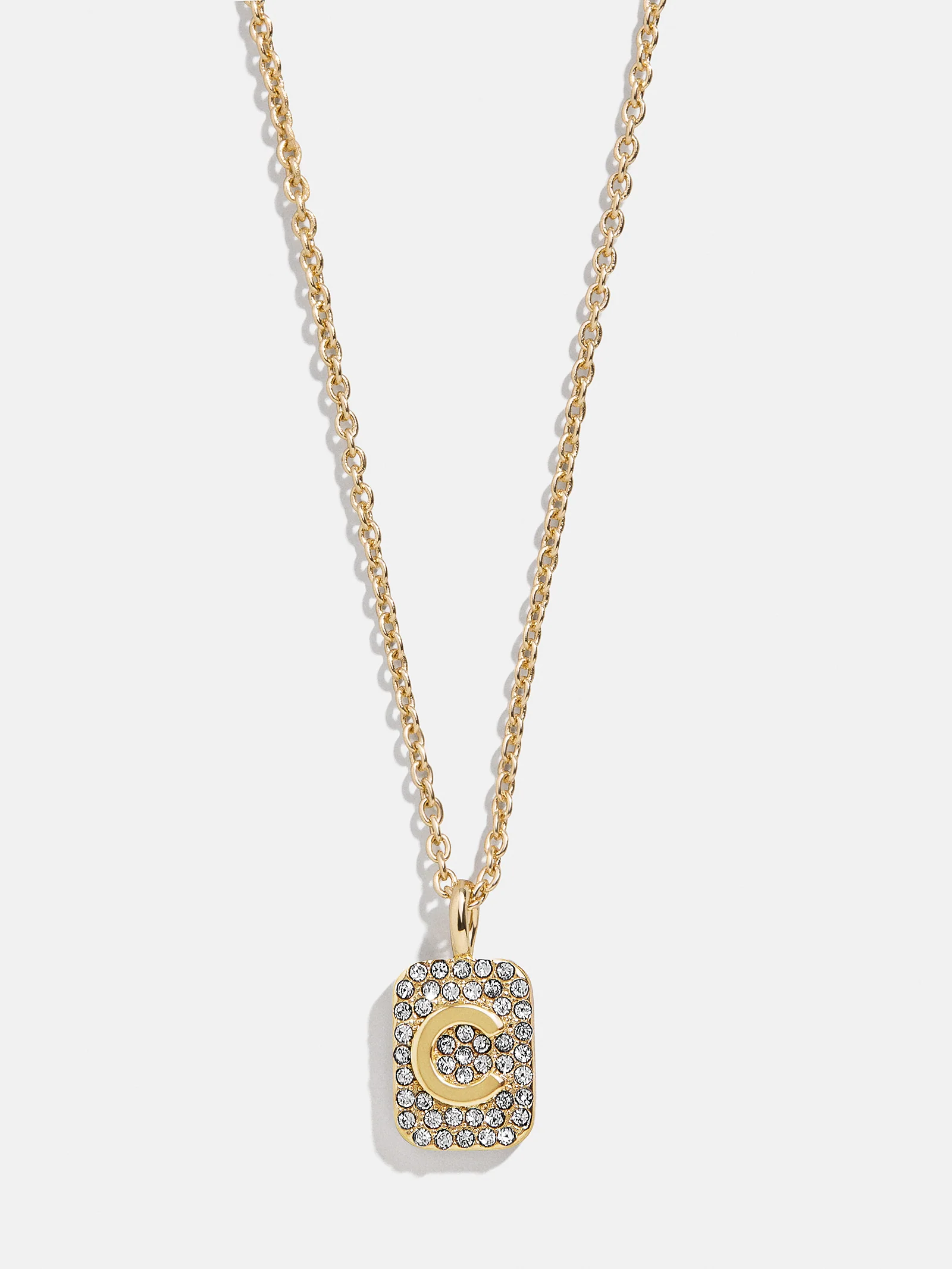 Tina Block Initial Necklace - Gold/Pavé - Image 5