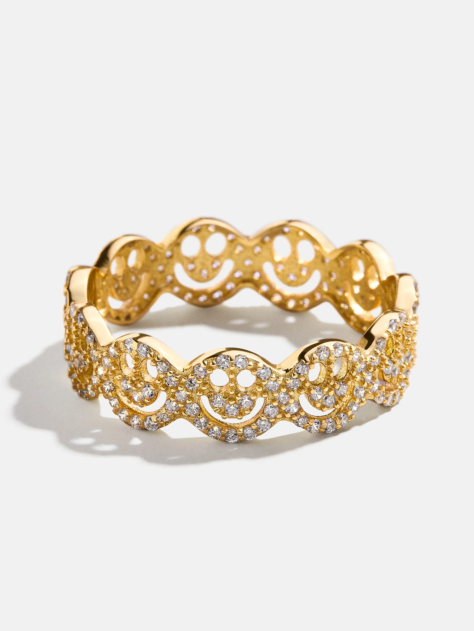 18K Gold Smiley Pavé Ring - Smiley Face - Image 3