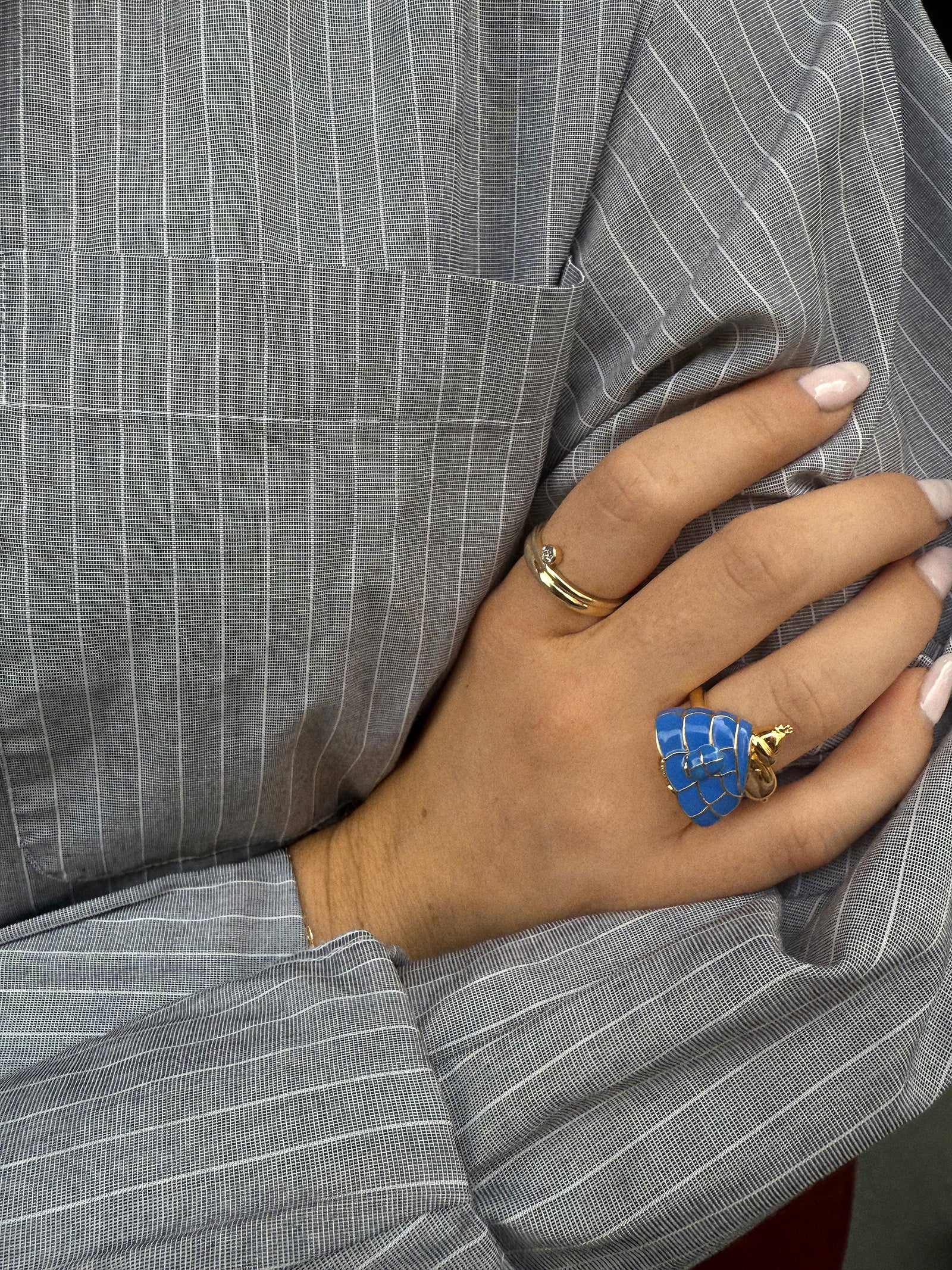 Peanuts Snoopy Puffer Jacket Ring - Gold/Blue - Image 2