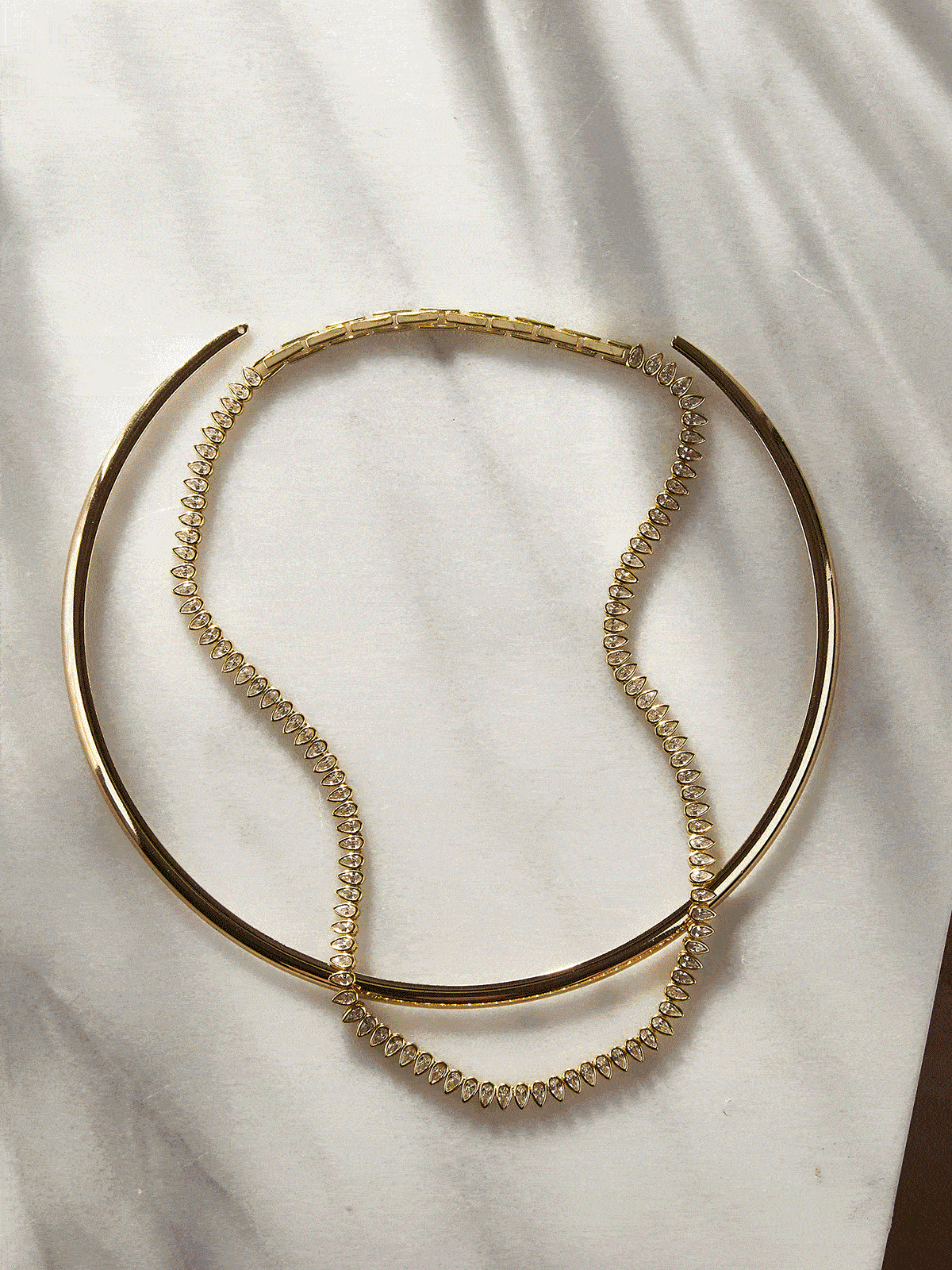Julia 18K Gold Adjustable Tennis Necklace - Gold/Pavé - Image 4
