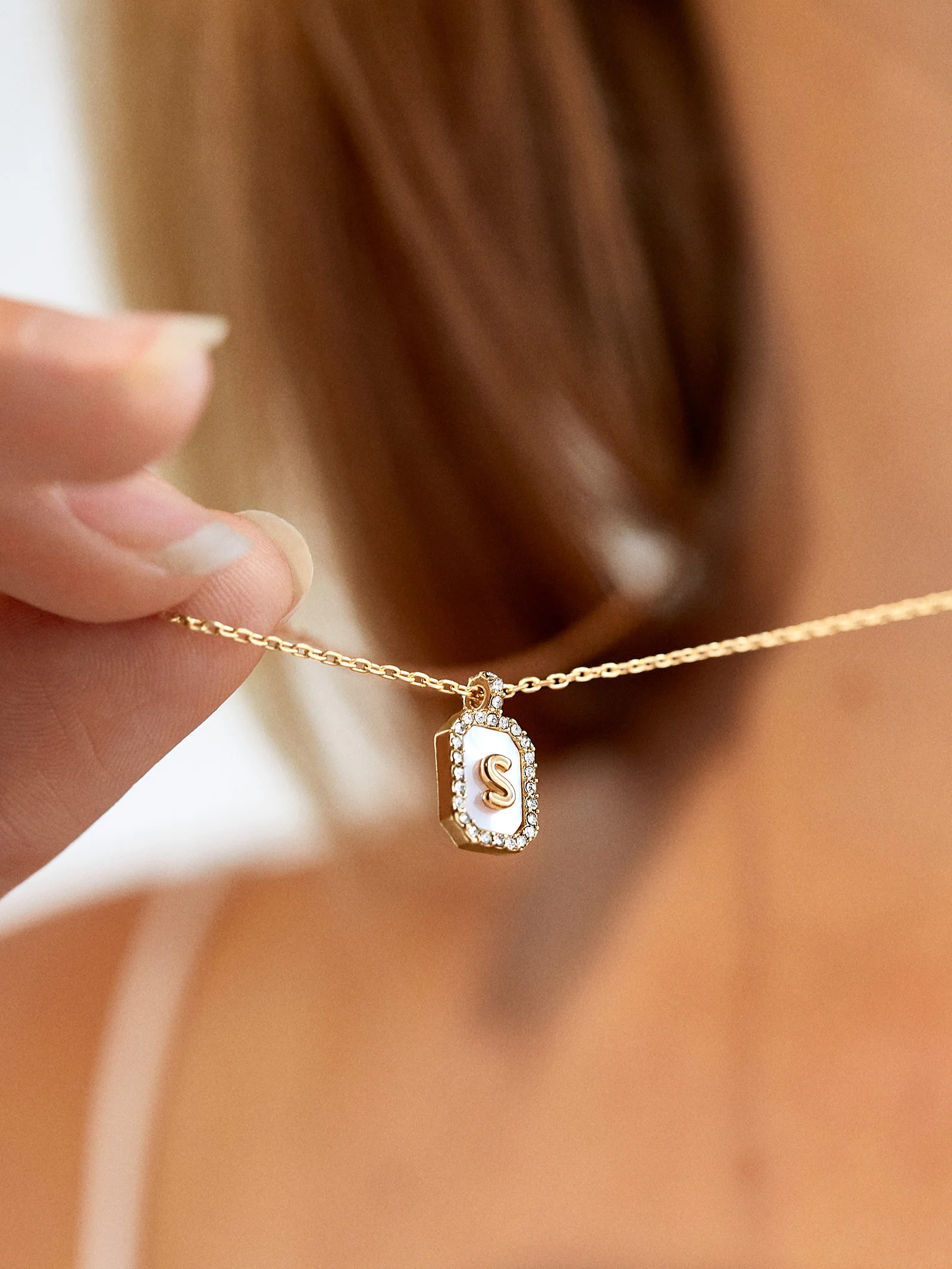 Gold & Mother of Pearl Initial Necklace - Mother Of Pearl - Image 29