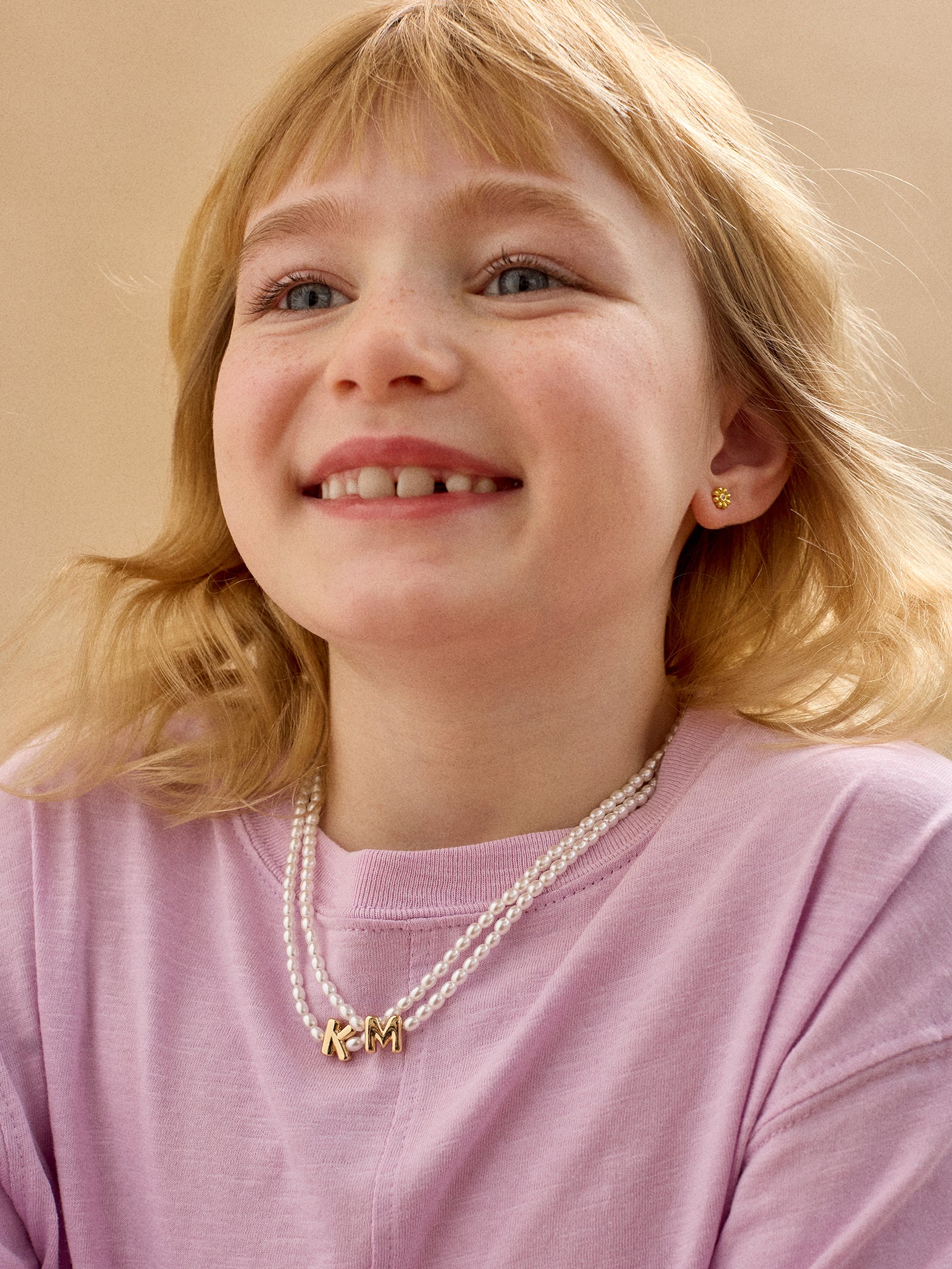 Playful Pearls Kids’ Initial Necklace - Gold/Pearl - Image 2