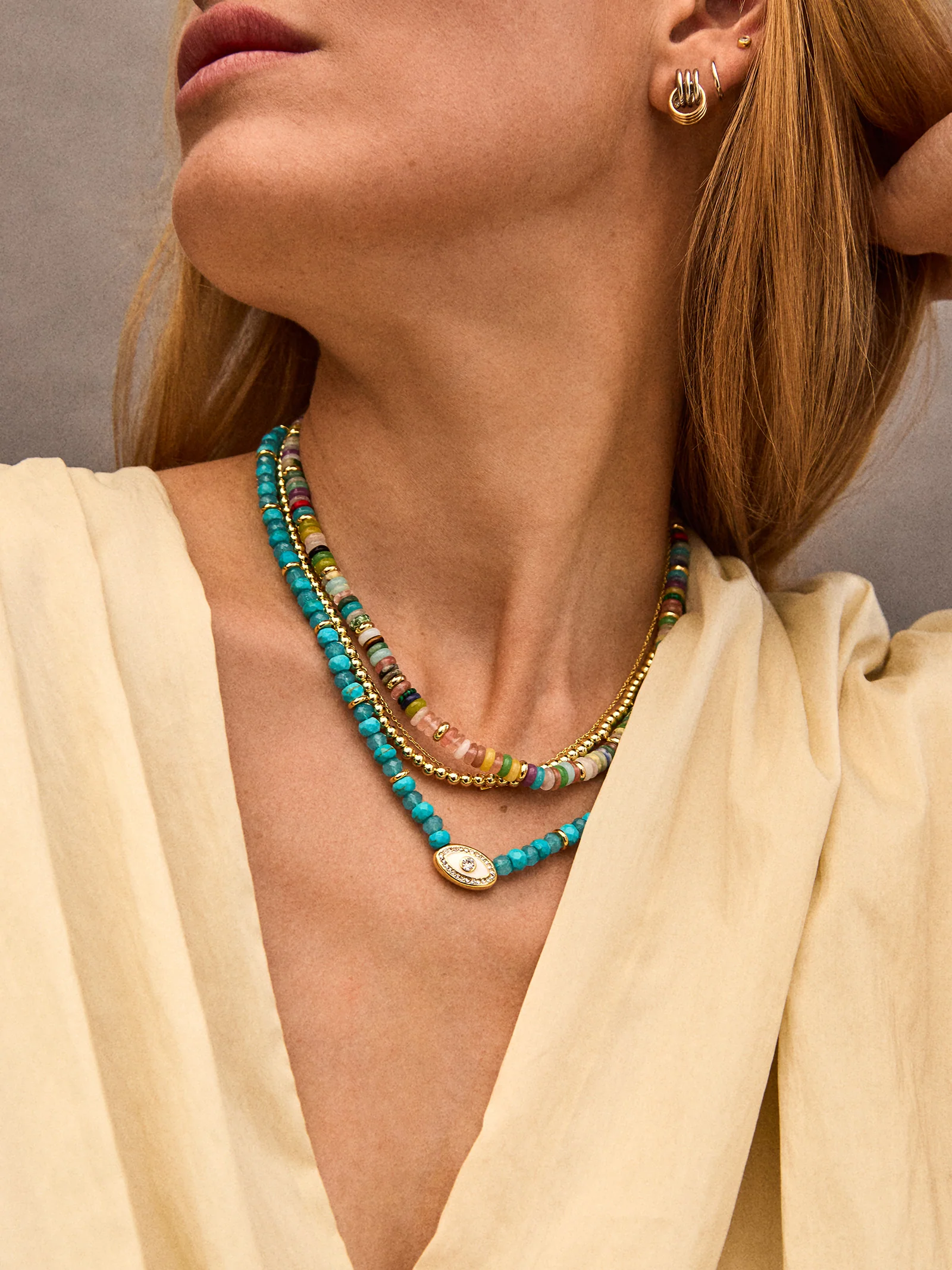 Positive View Semi-Precious Evil Eye Necklace - Turquoise - Image 2