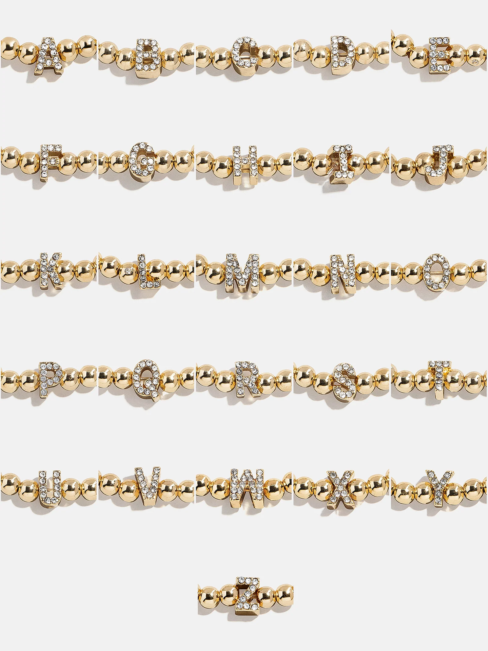 Gold/Pavé Repeating Initial Pisa Bracelet - E - Image 3