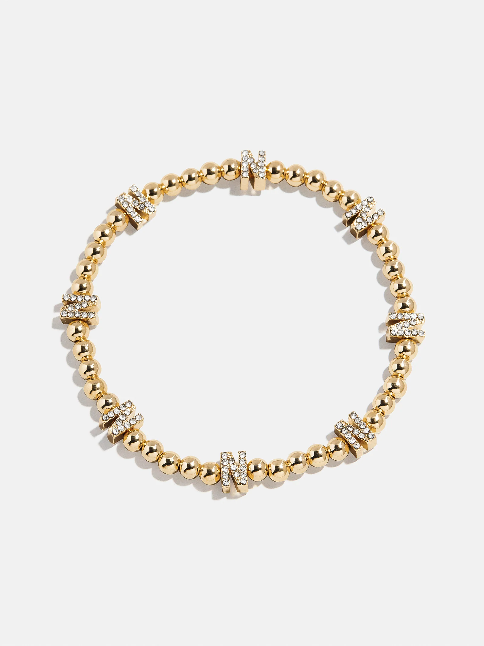 Gold/Pavé Repeating Initial Pisa Bracelet - N