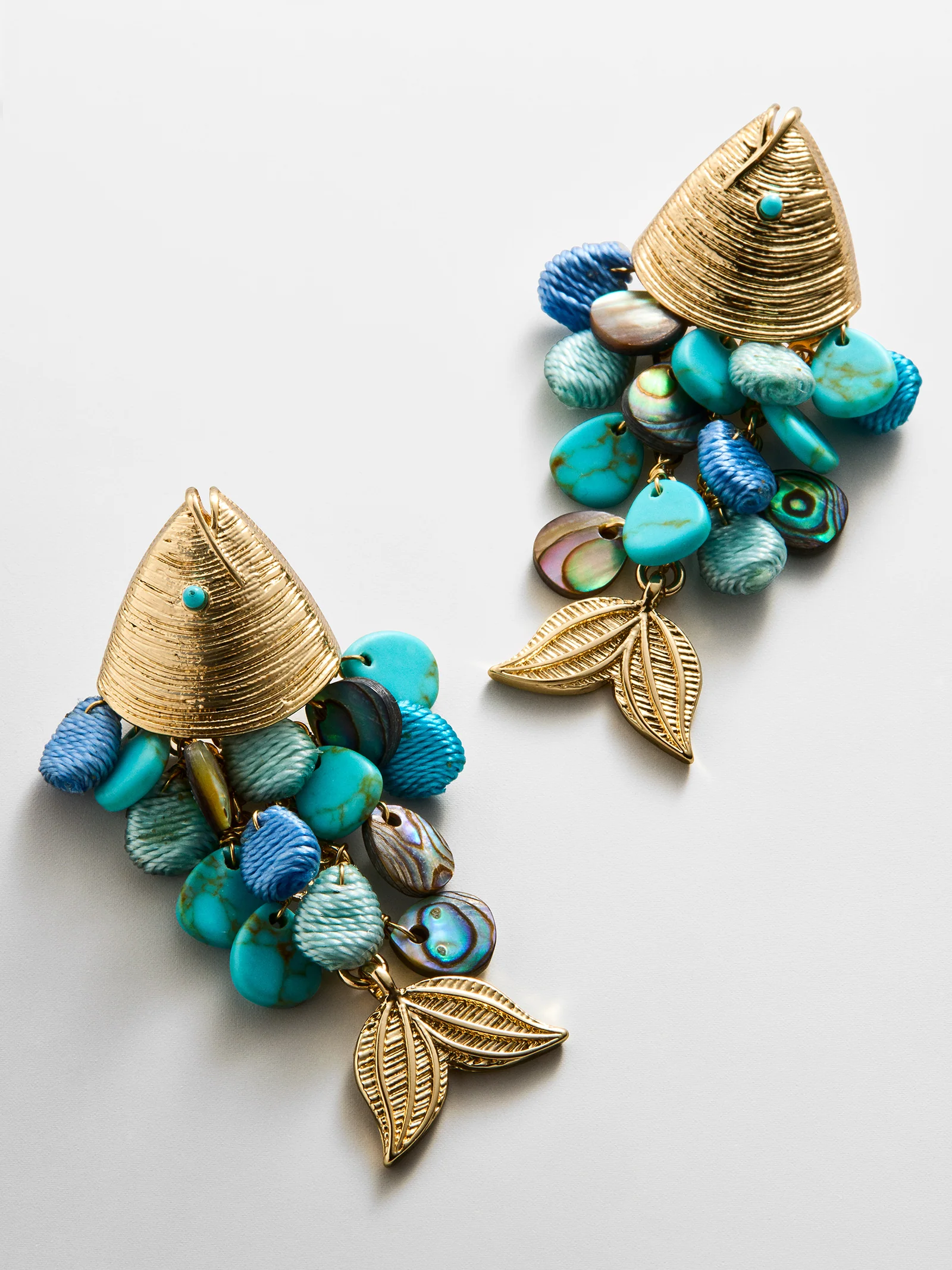 Ripple Effect Fish Earrings - Gold/Turquoise - Image 3