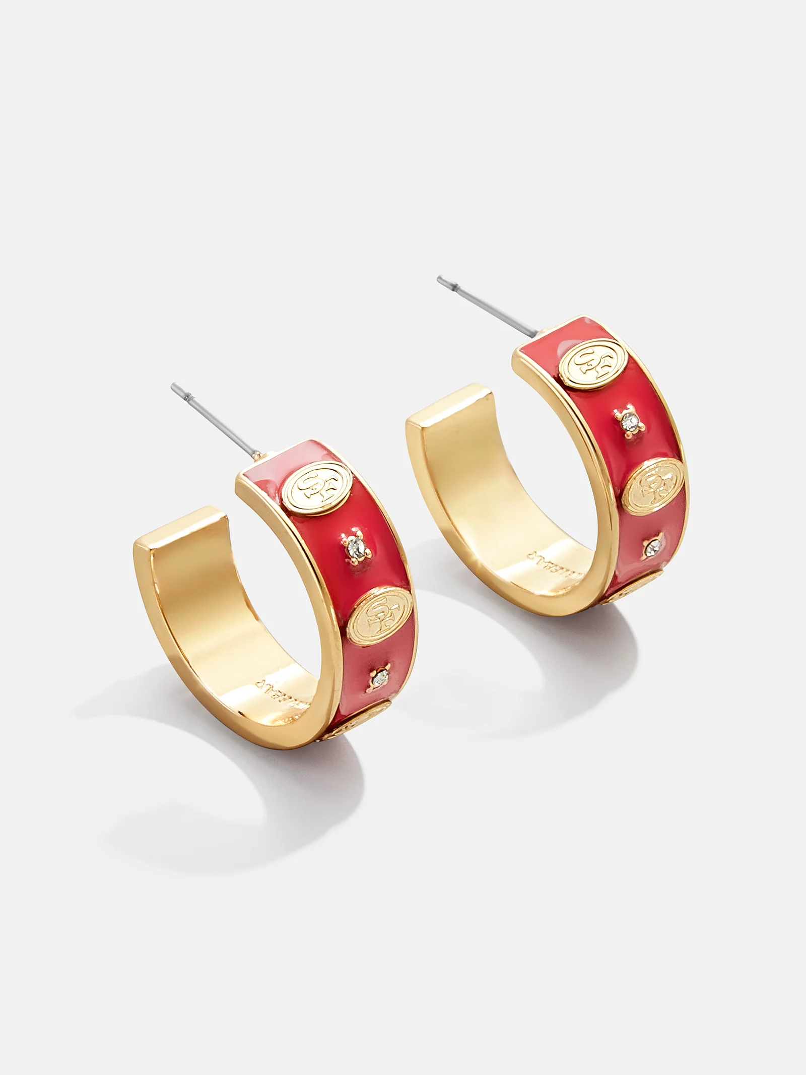 WEAR By Erin Andrews x BaubleBar Enamel Hoop Earrings - San Francisco 49ers