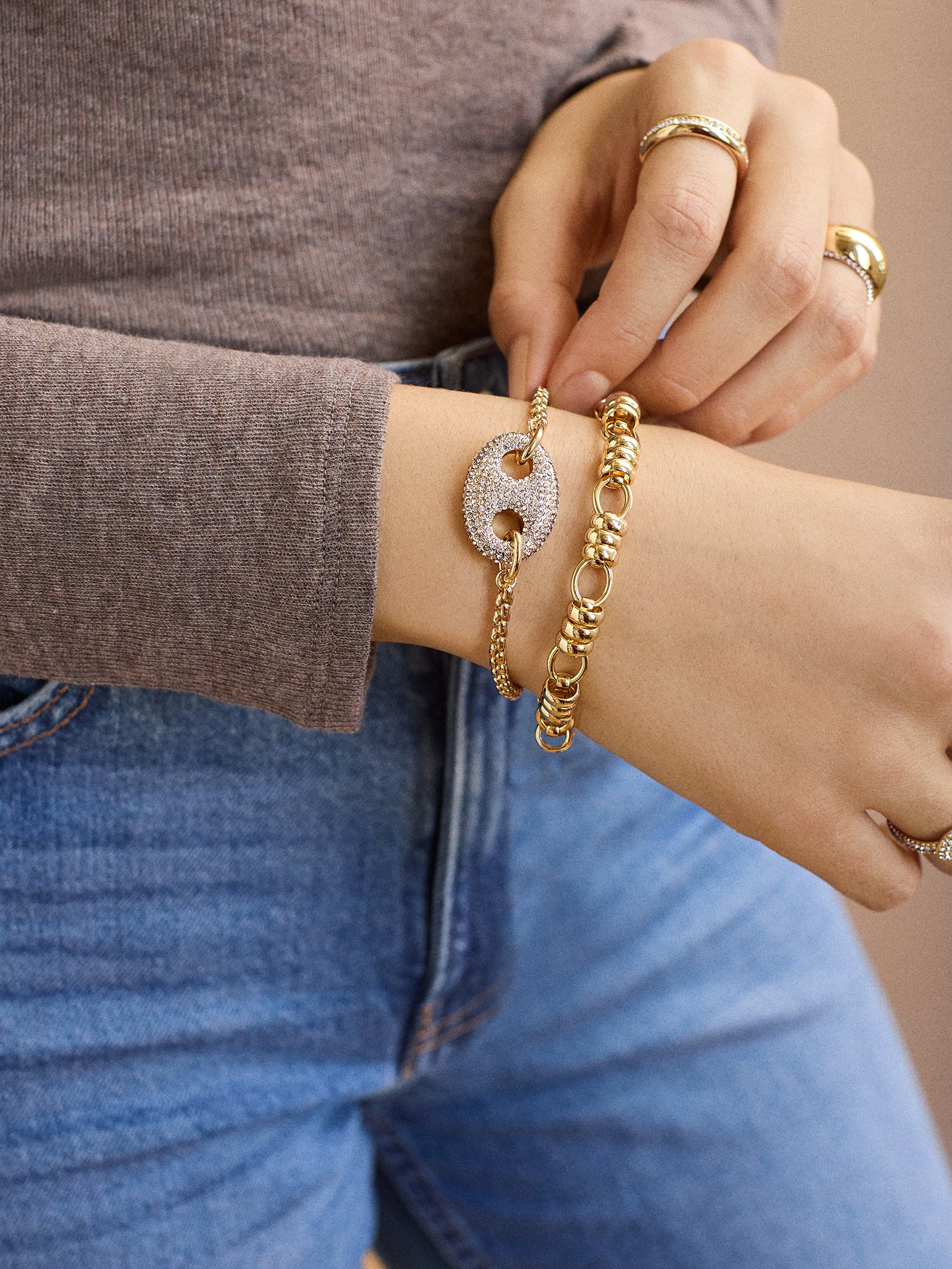Peyton Reversible Bracelet - Gold/Pavé - Image 2