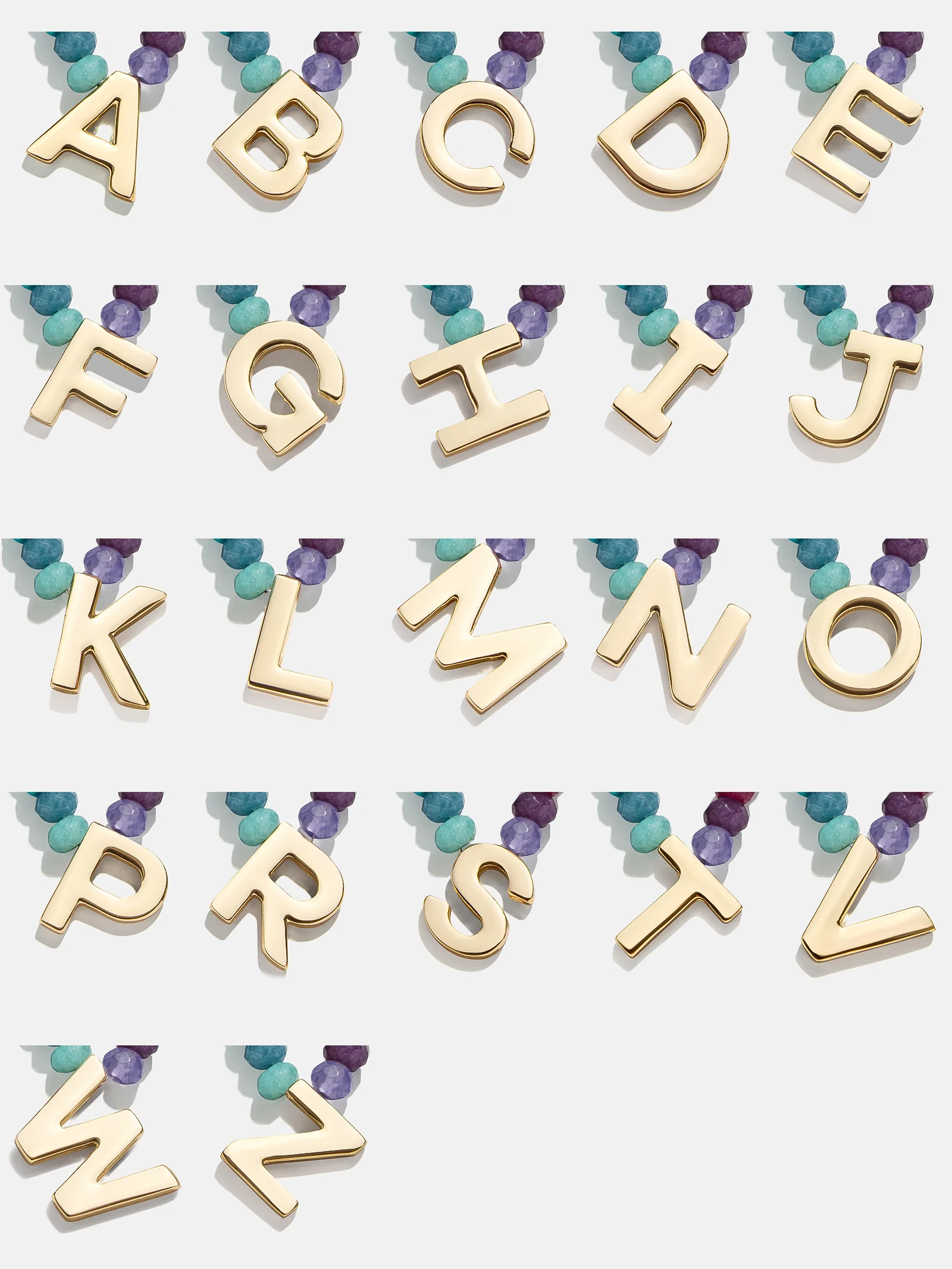Semi-Precious Block Initial Necklace - Multi - Image 27