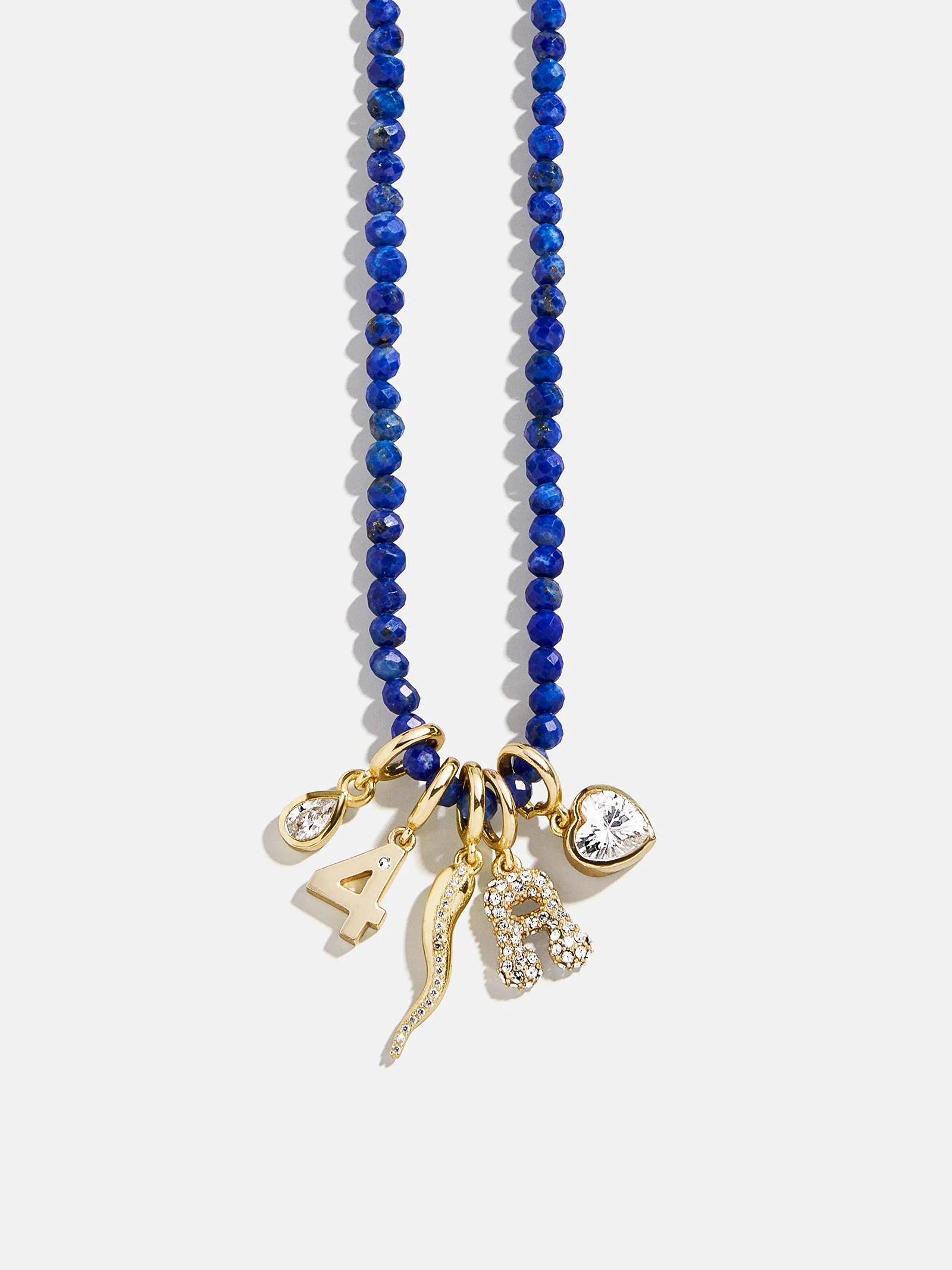 Semi-Precious Cluster Charm Necklace - Lapis Chain