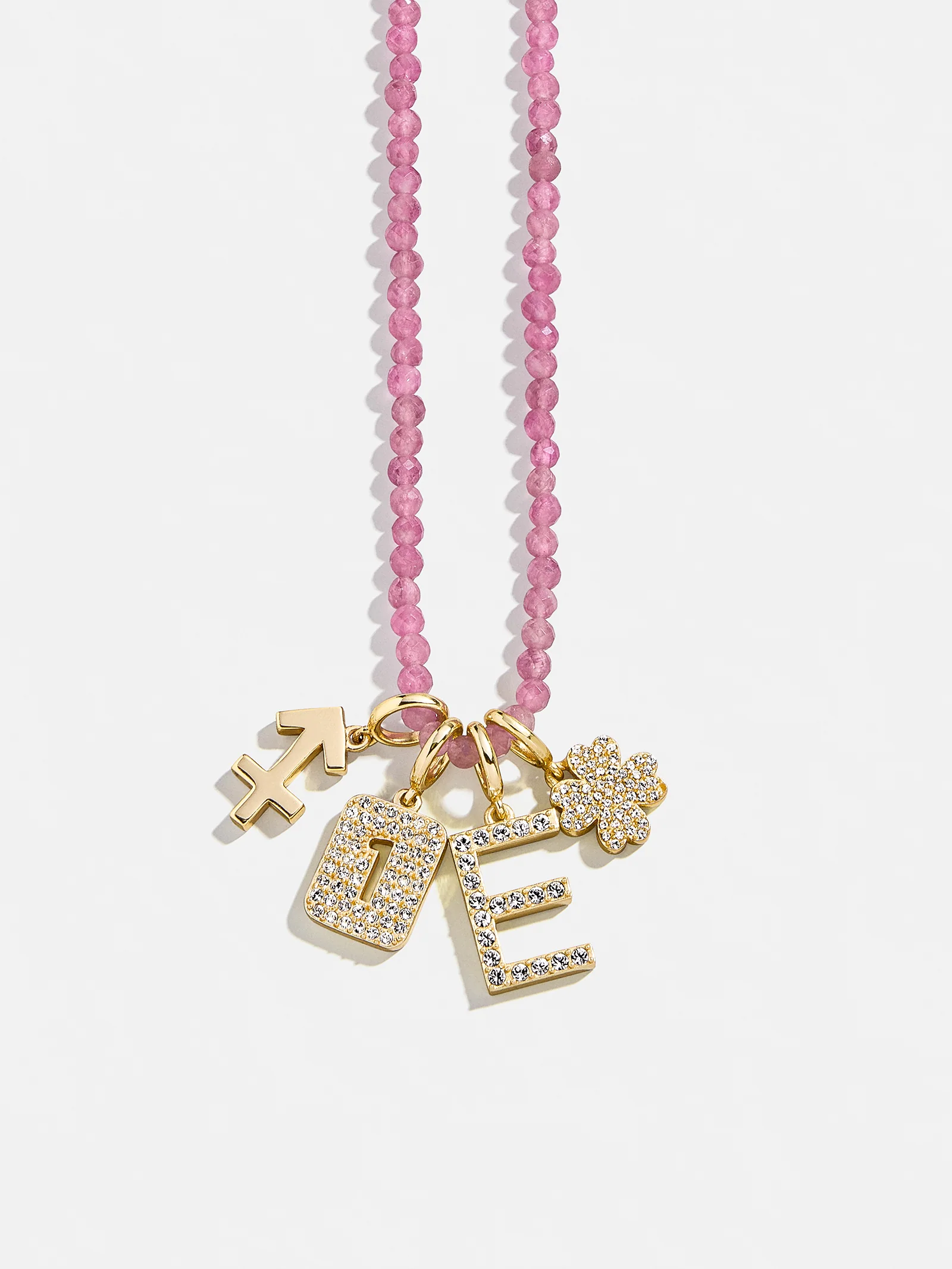 Semi-Precious Cluster Charm Necklace - Pink Tourmaline Chain
