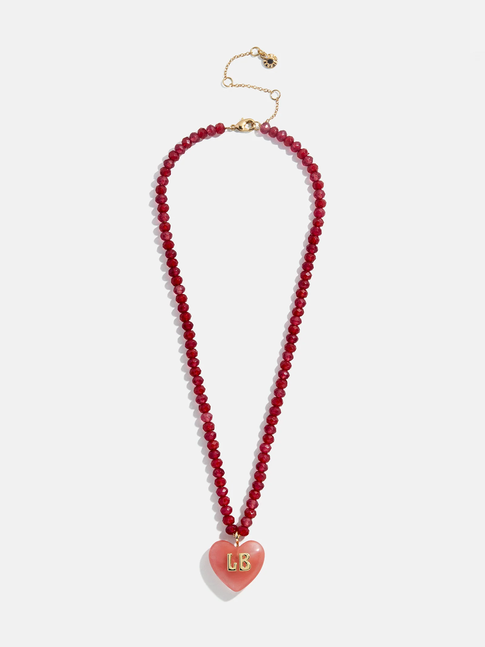 Semi-Precious Heart Custom Initial Necklace - Cherry Quartz - Image 3