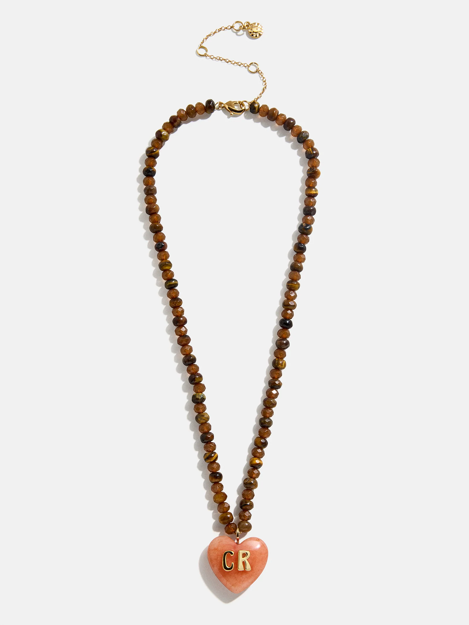 Semi-Precious Heart Custom Initial Necklace - Smoky Quartz - Image 3