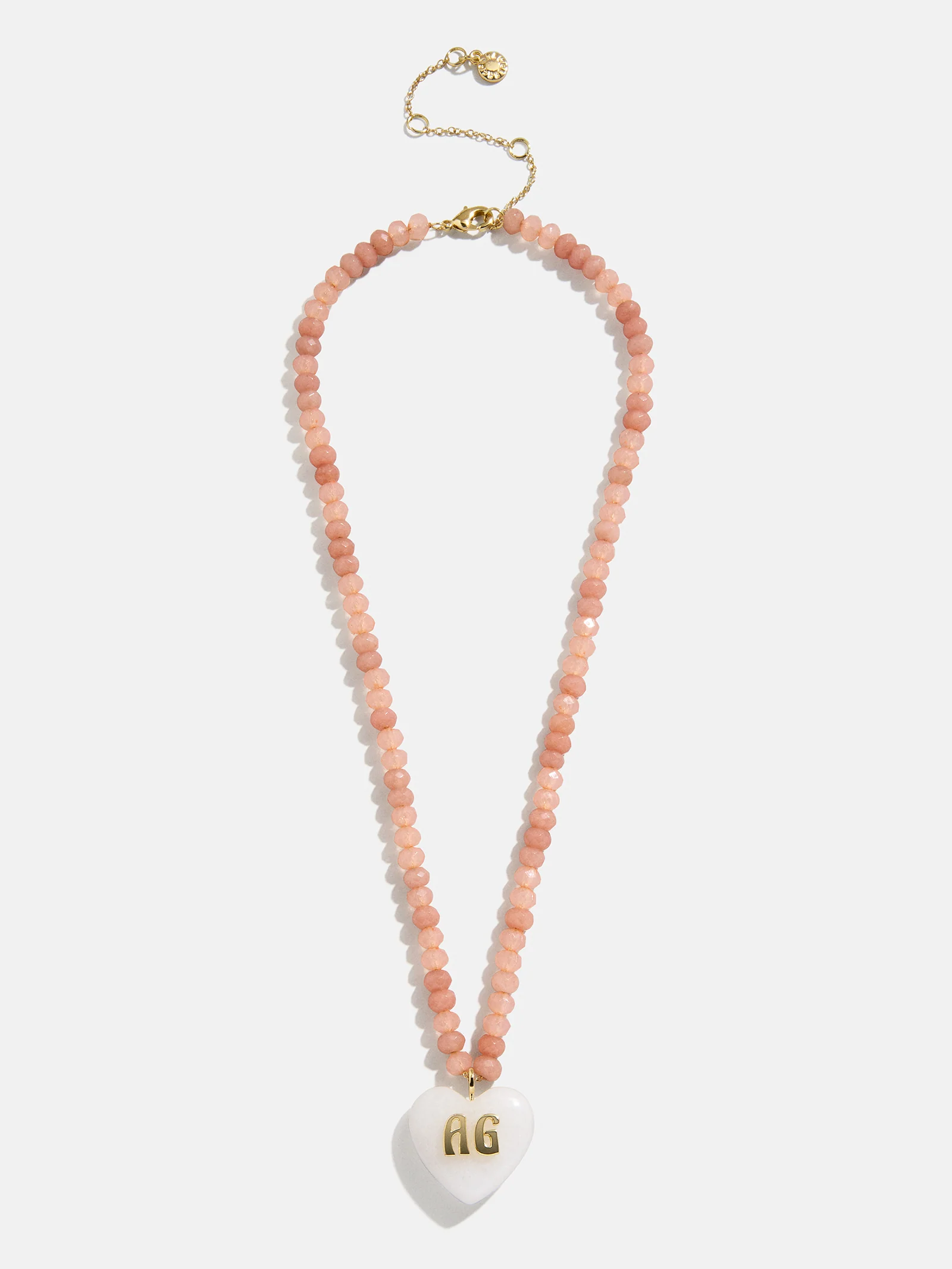 Semi-Precious Heart Custom Initial Necklace - White Quartz - Image 3