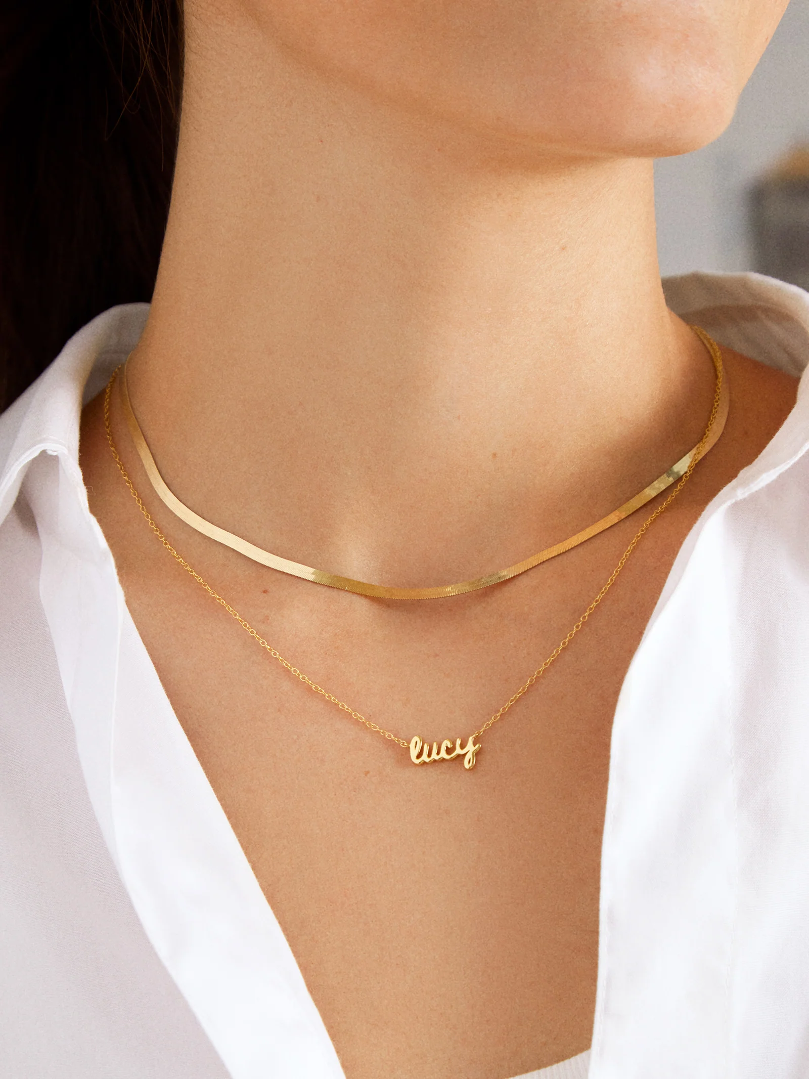 14K Gold Custom Nameplate Necklace - Mini Script - Image 8