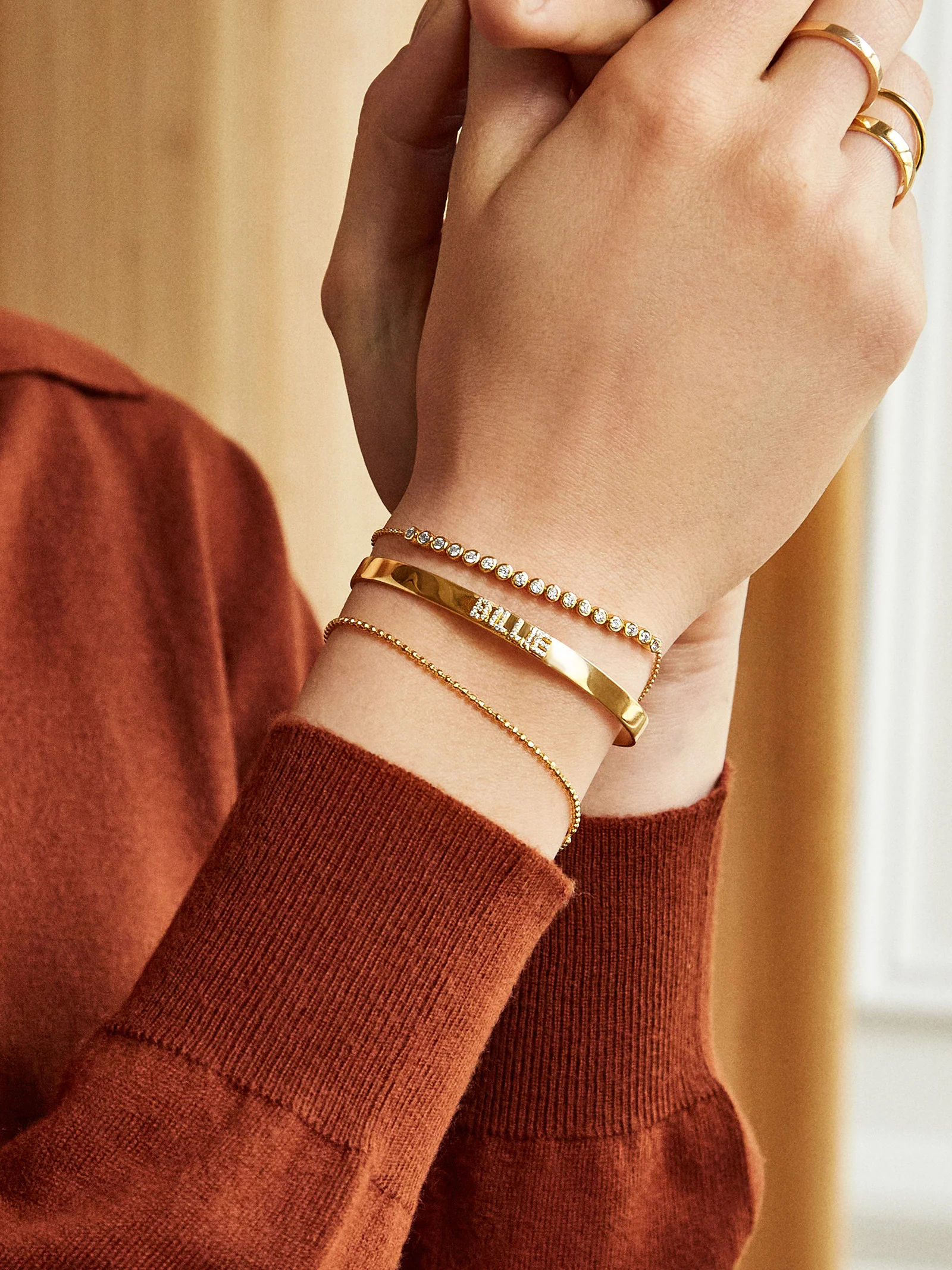 Sophie 18K Gold Tennis Bracelet - Gold/Pavé - Image 2