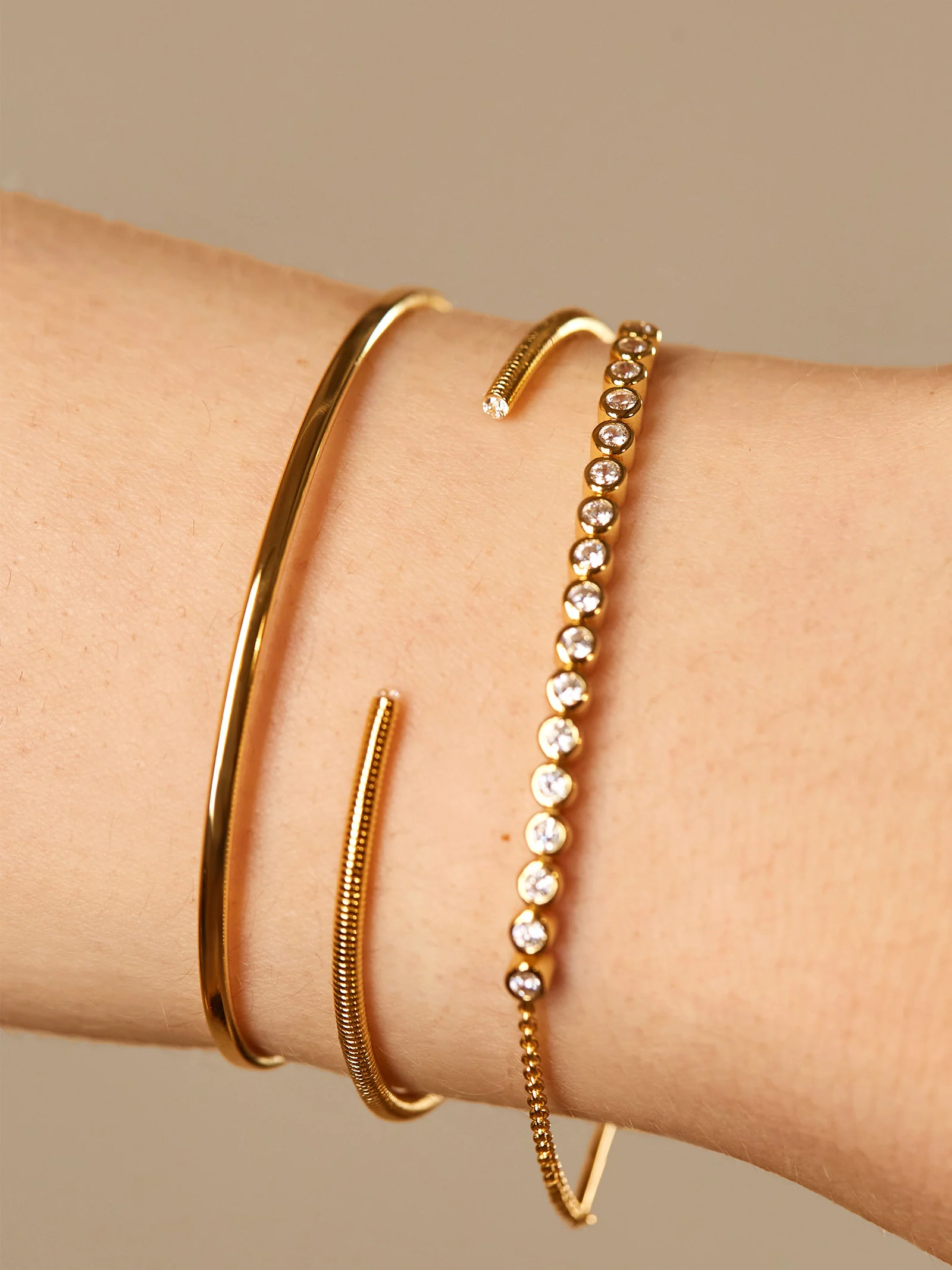 Sophie 18K Gold Tennis Bracelet - Gold/Pavé - Image 4