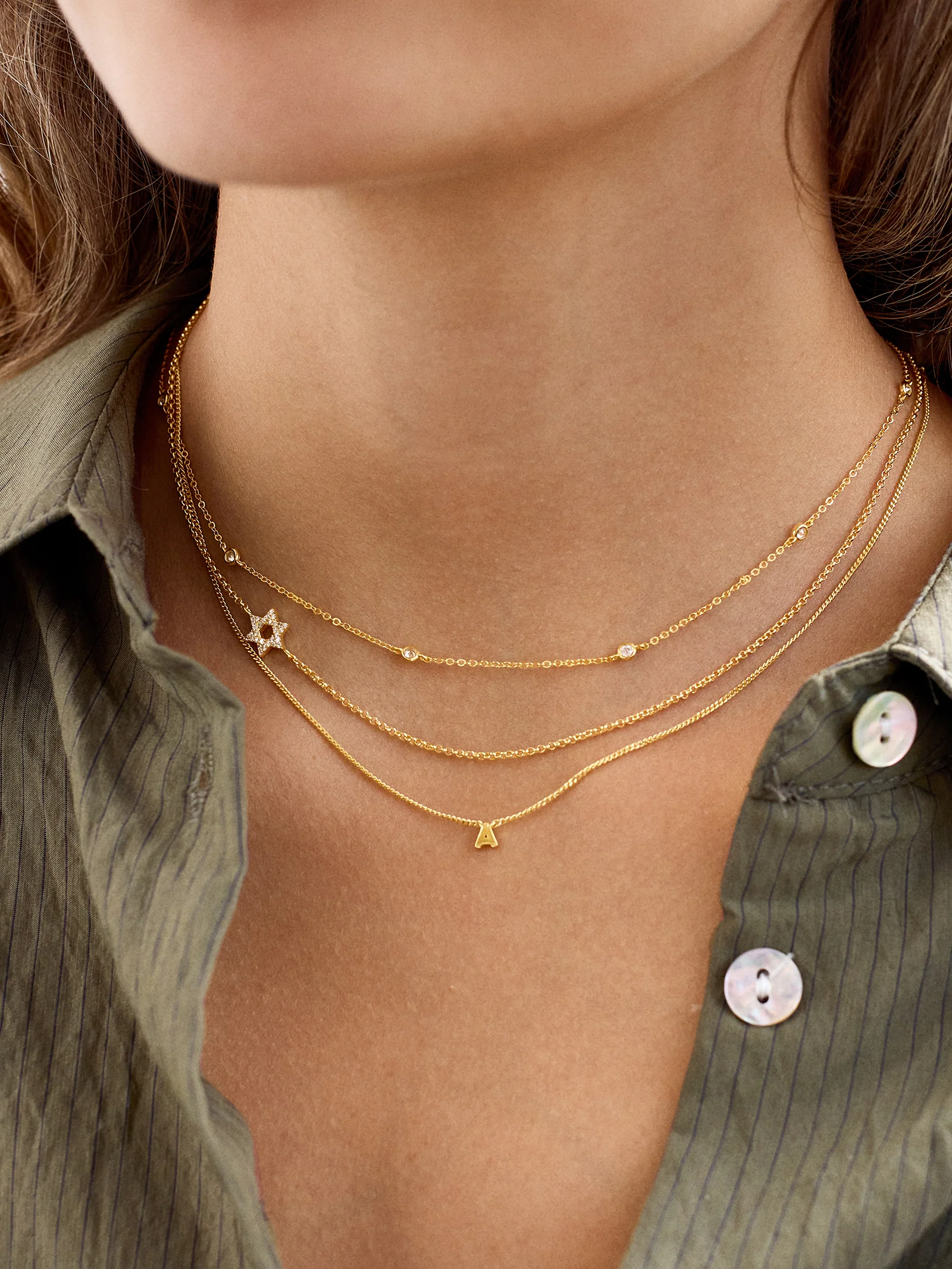 18K Gold Asymmetrical Star of David Necklace - Star of David - Image 2
