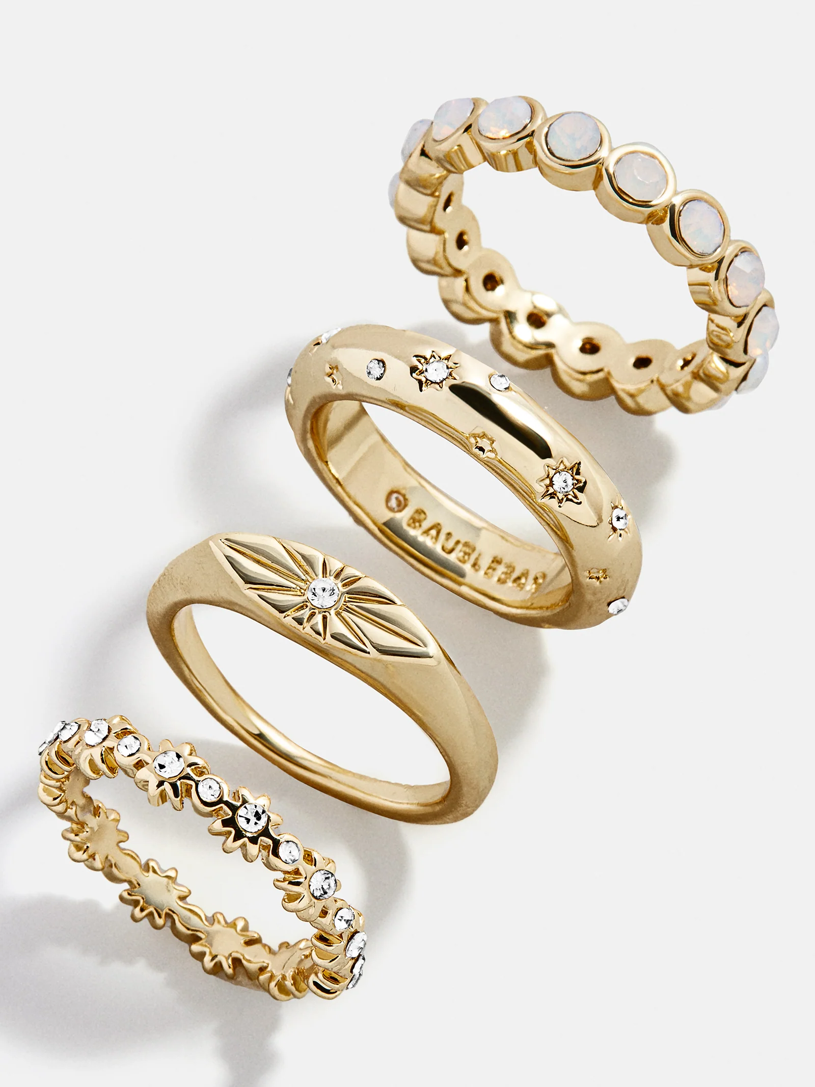 Star Power Celestial Ring Set - Gold/Pavé