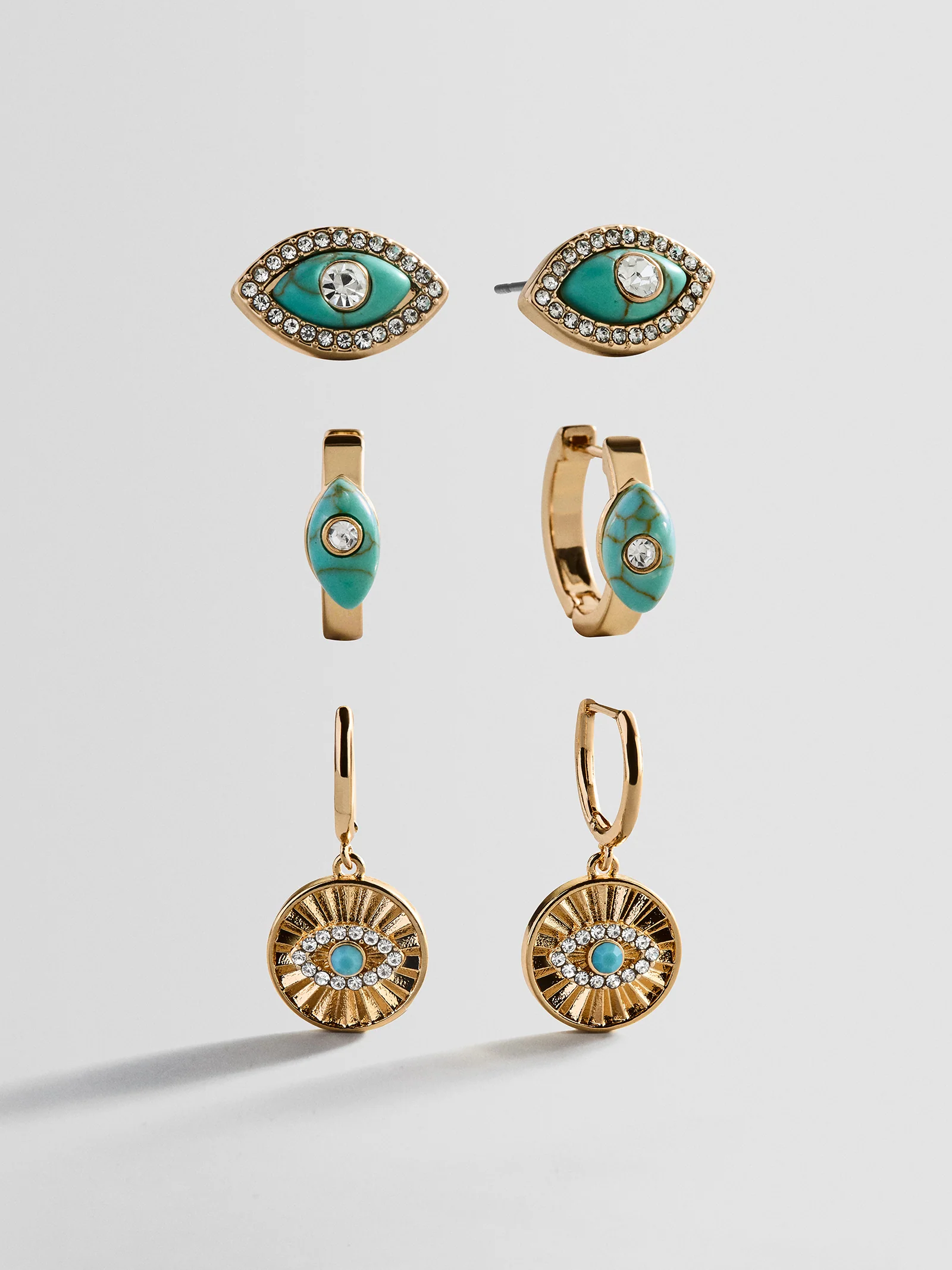 Stay Grounded Evil Eye Earring Set - Gold/Turquoise