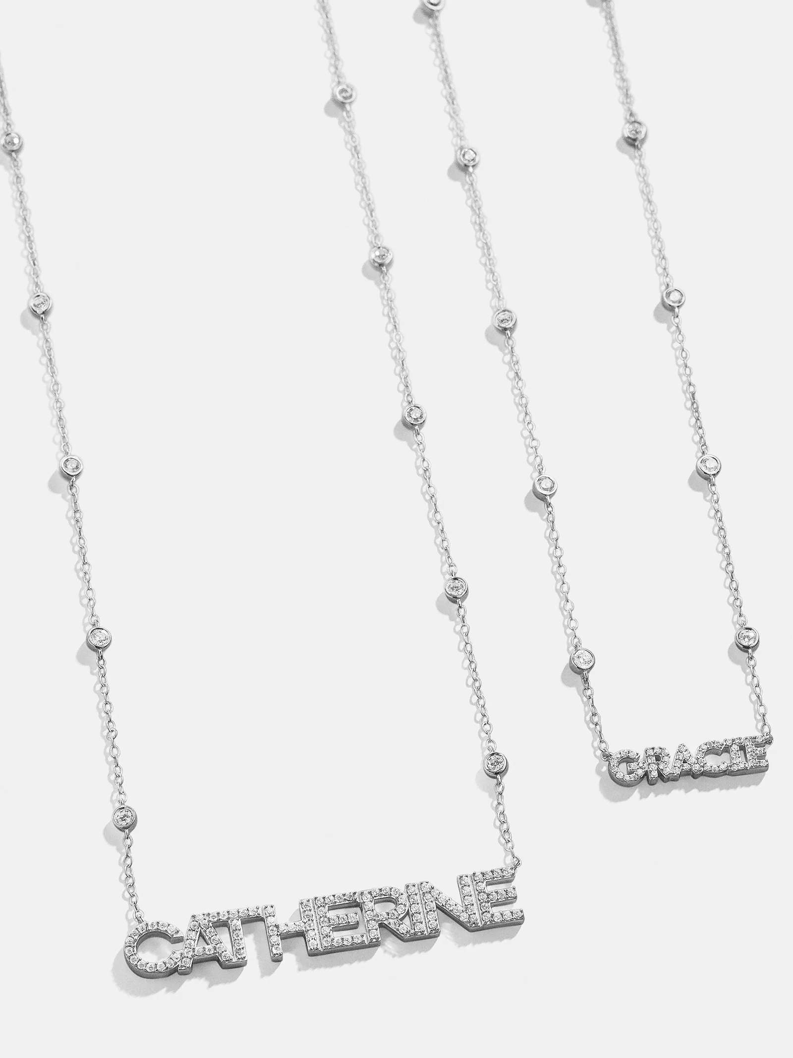 Yasmine Sterling Silver Custom Nameplate Necklace - Pavé/Silver