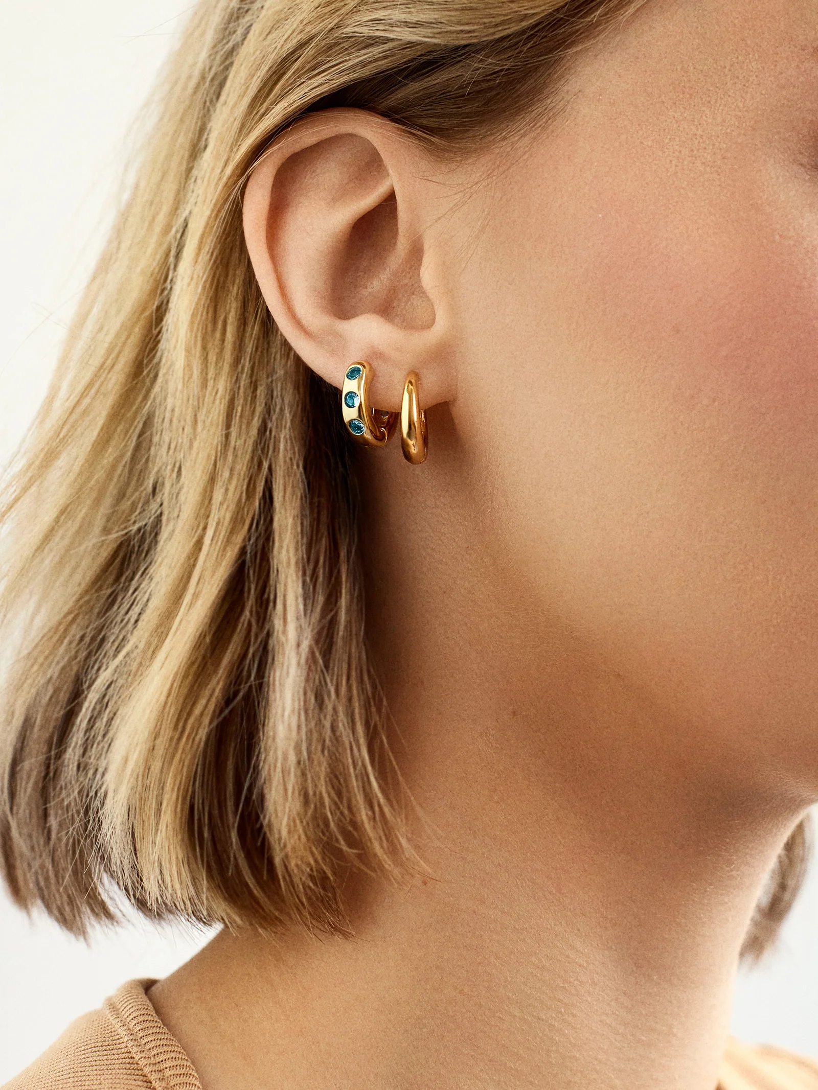 Sydney 18K Gold Plated Sterling Silver Birthstone Earrings - Rose - Image 2
