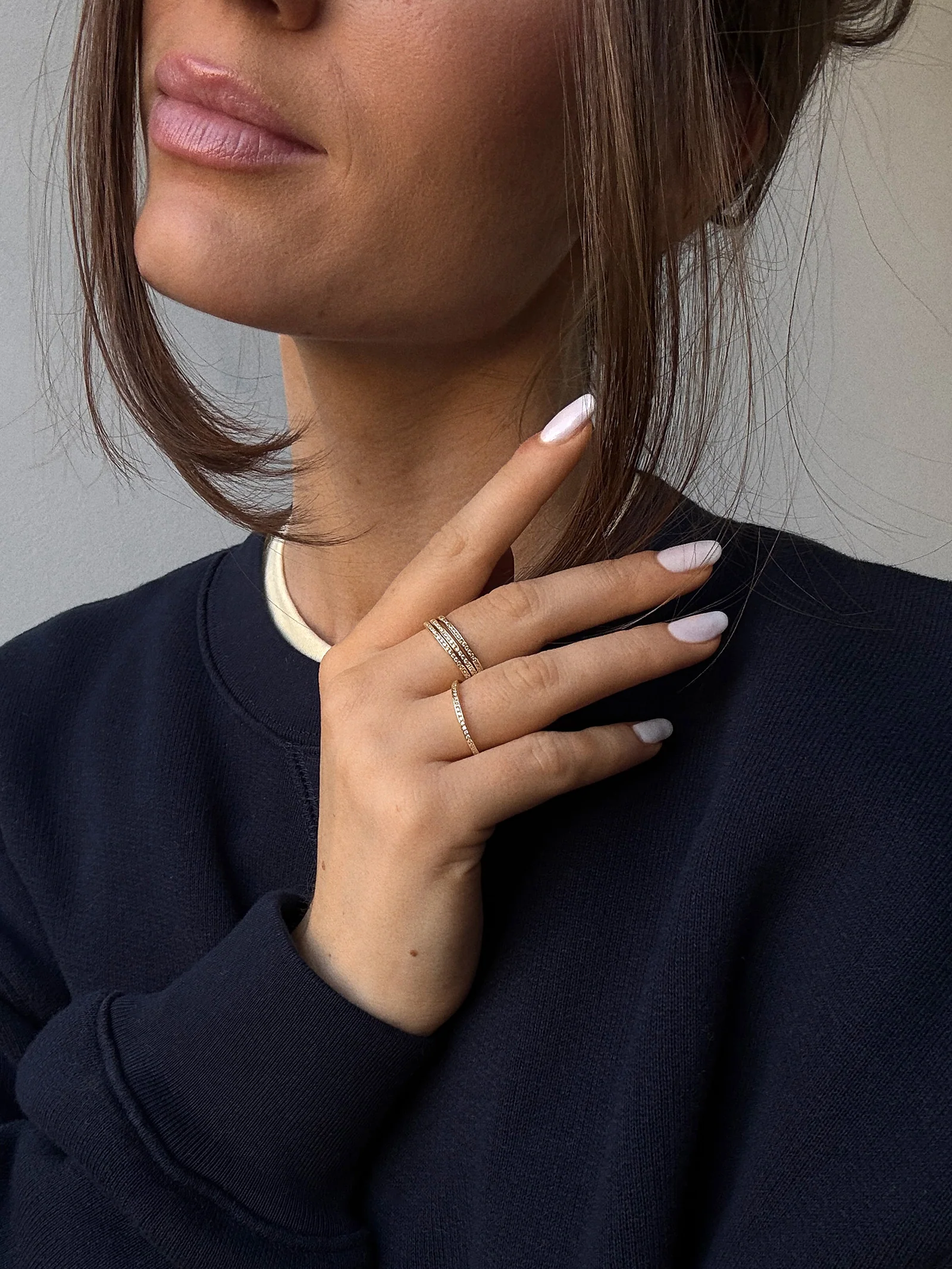 Tana 14K Gold Ring Set - Gold/Pavé - Image 2
