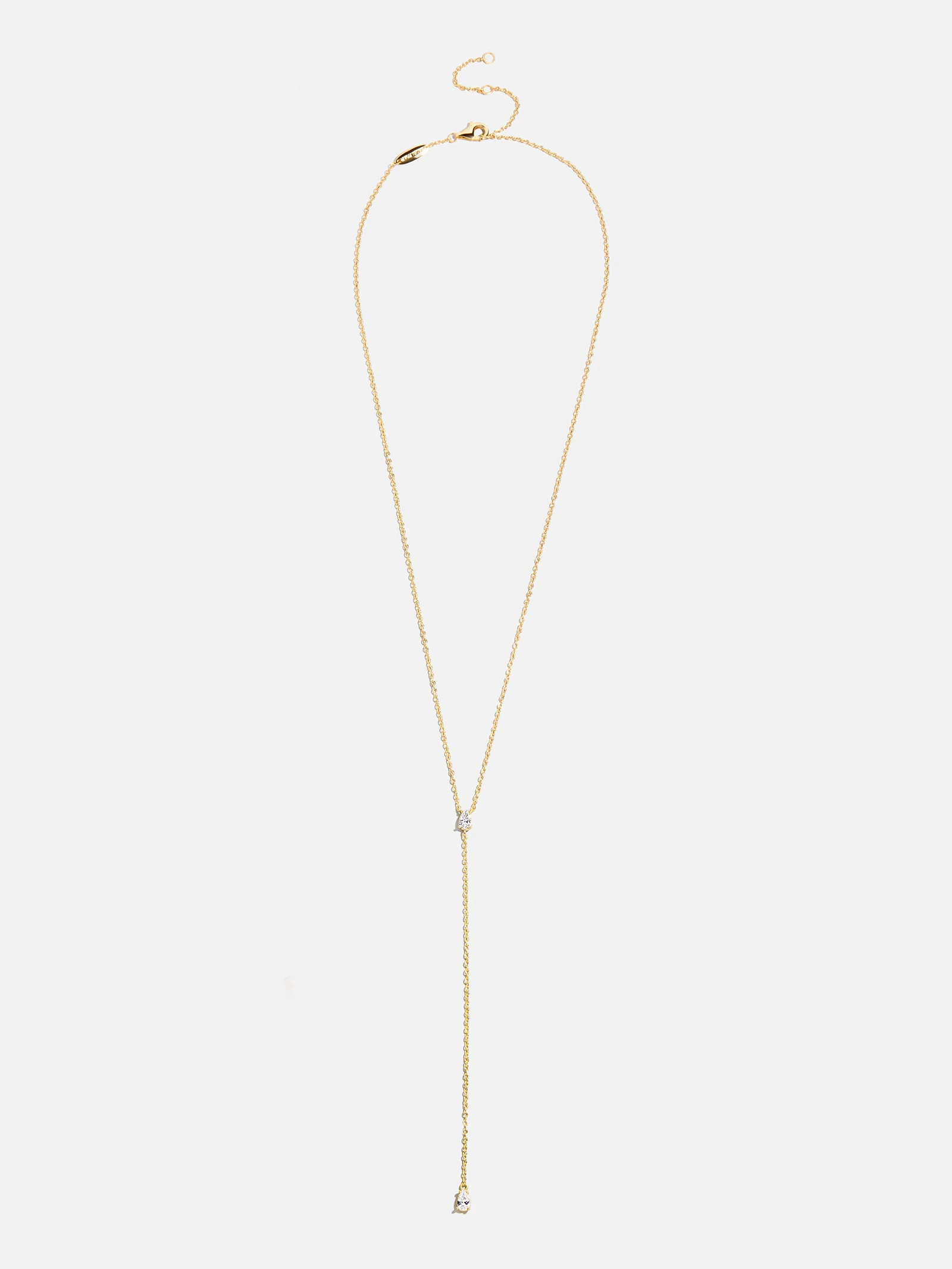 Teardrop 18K Gold Lariat Necklace - Gold/Pavé - Image 3