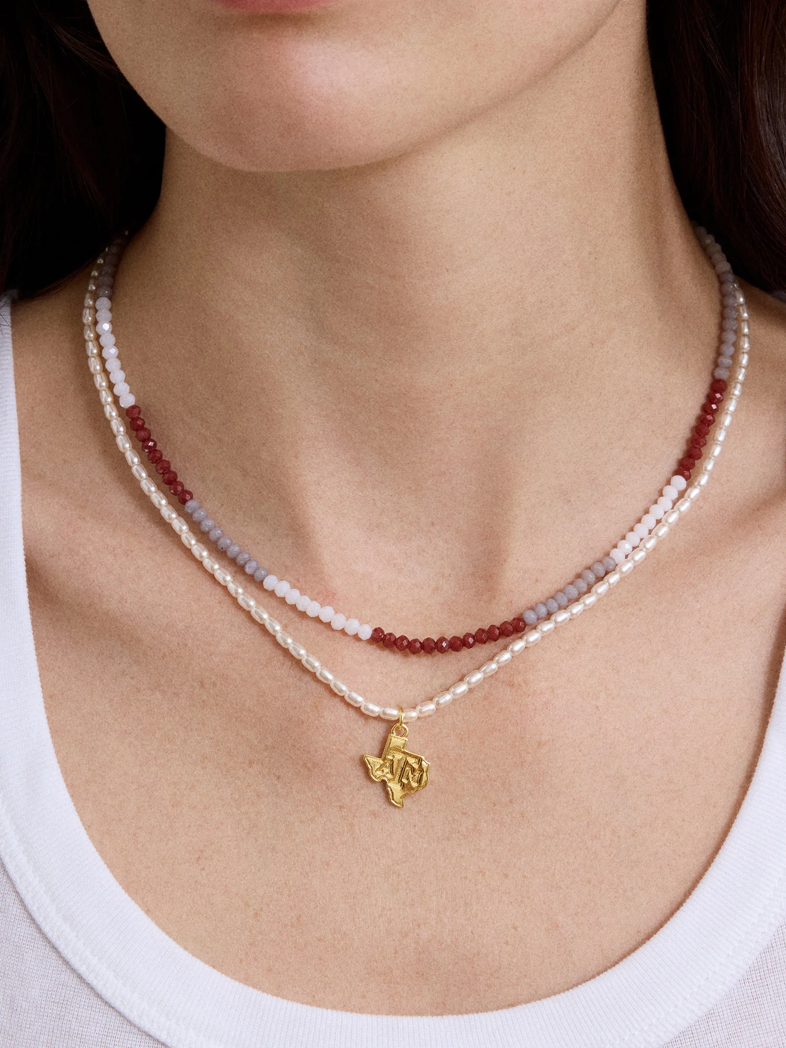 Texas A&M University Beaded Logo Necklace Set - Texas A&M University - Image 2