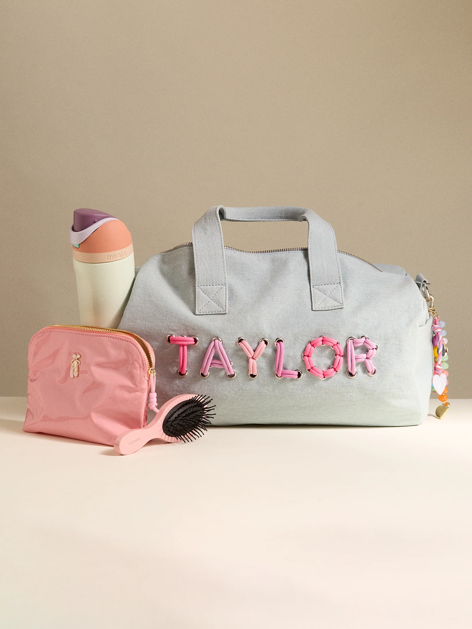 Thready to Go Kids’ Custom Duffle - Light Denim/Pink Multi - Image 5
