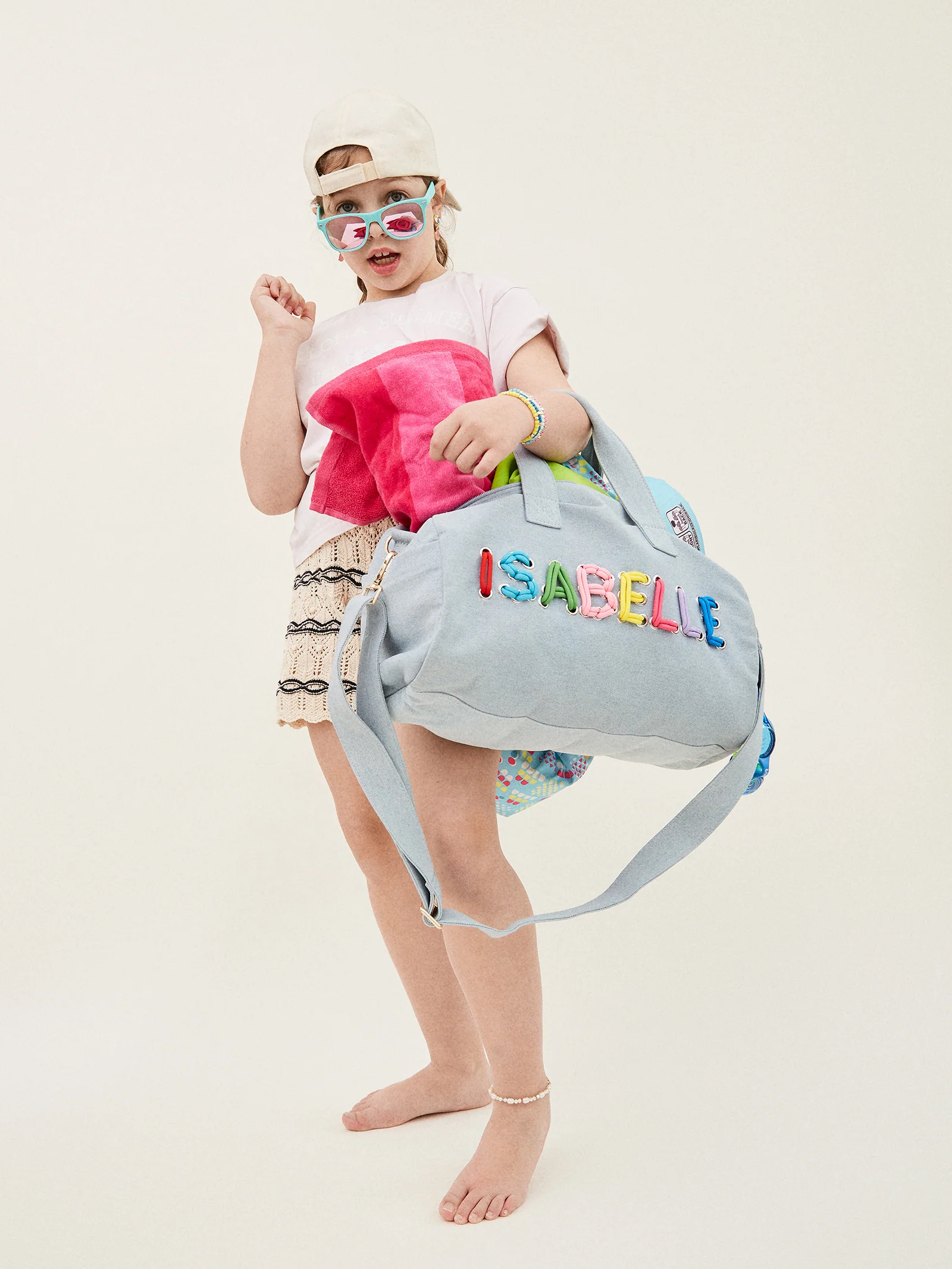 Thready to Go Kids’ Custom Duffle - Light Denim/Multi - Image 3