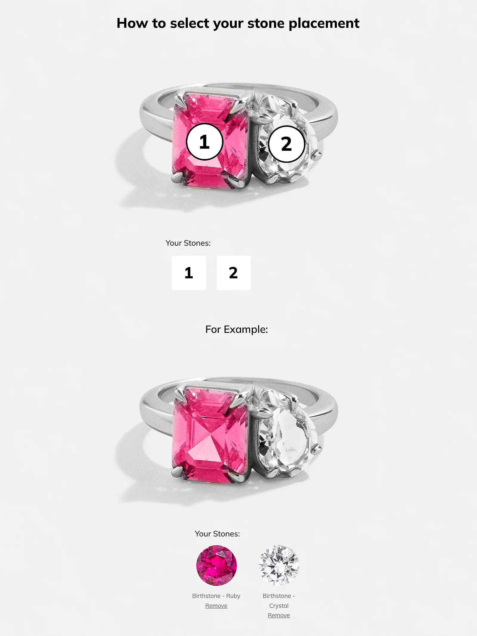 Toi et Moi Custom Birthstone Ring - Silver 3 - Image 3