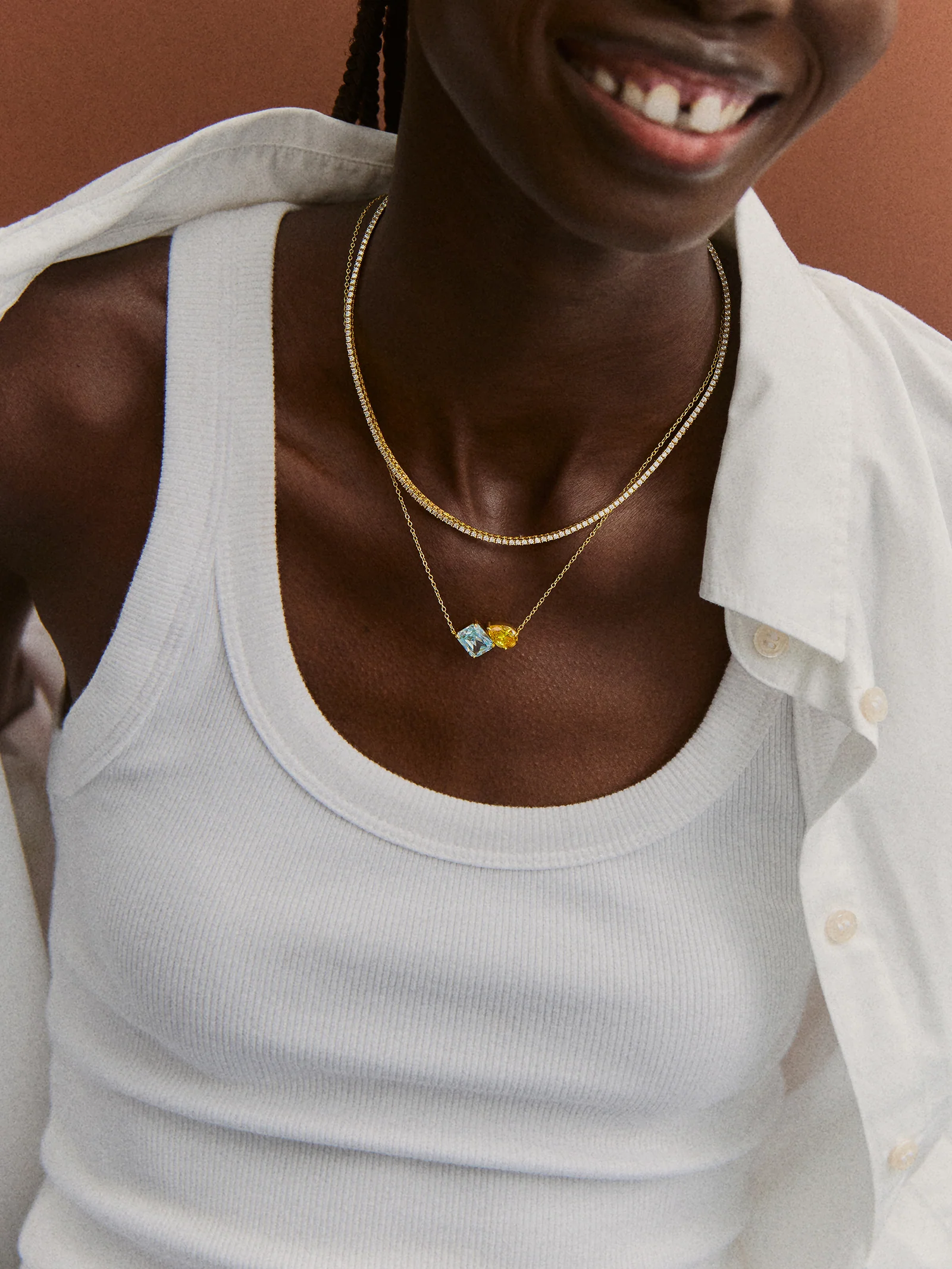 Toi et Moi 14K Gold Custom Birthstone Necklace - Gold - Image 4