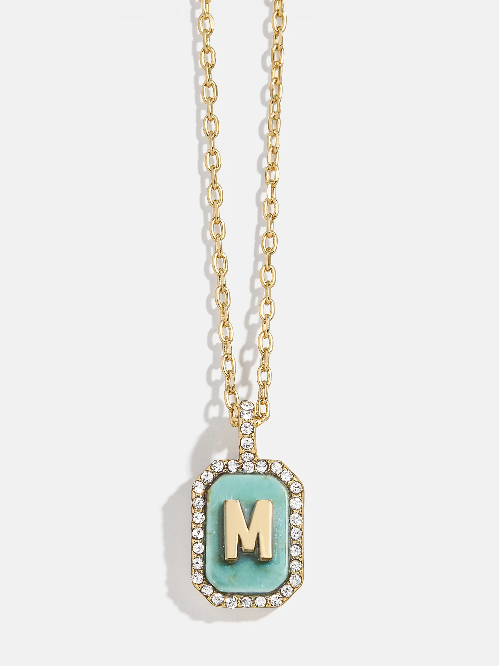 Gold & Turquoise Initial Necklace - Turquoise Stone - Image 15