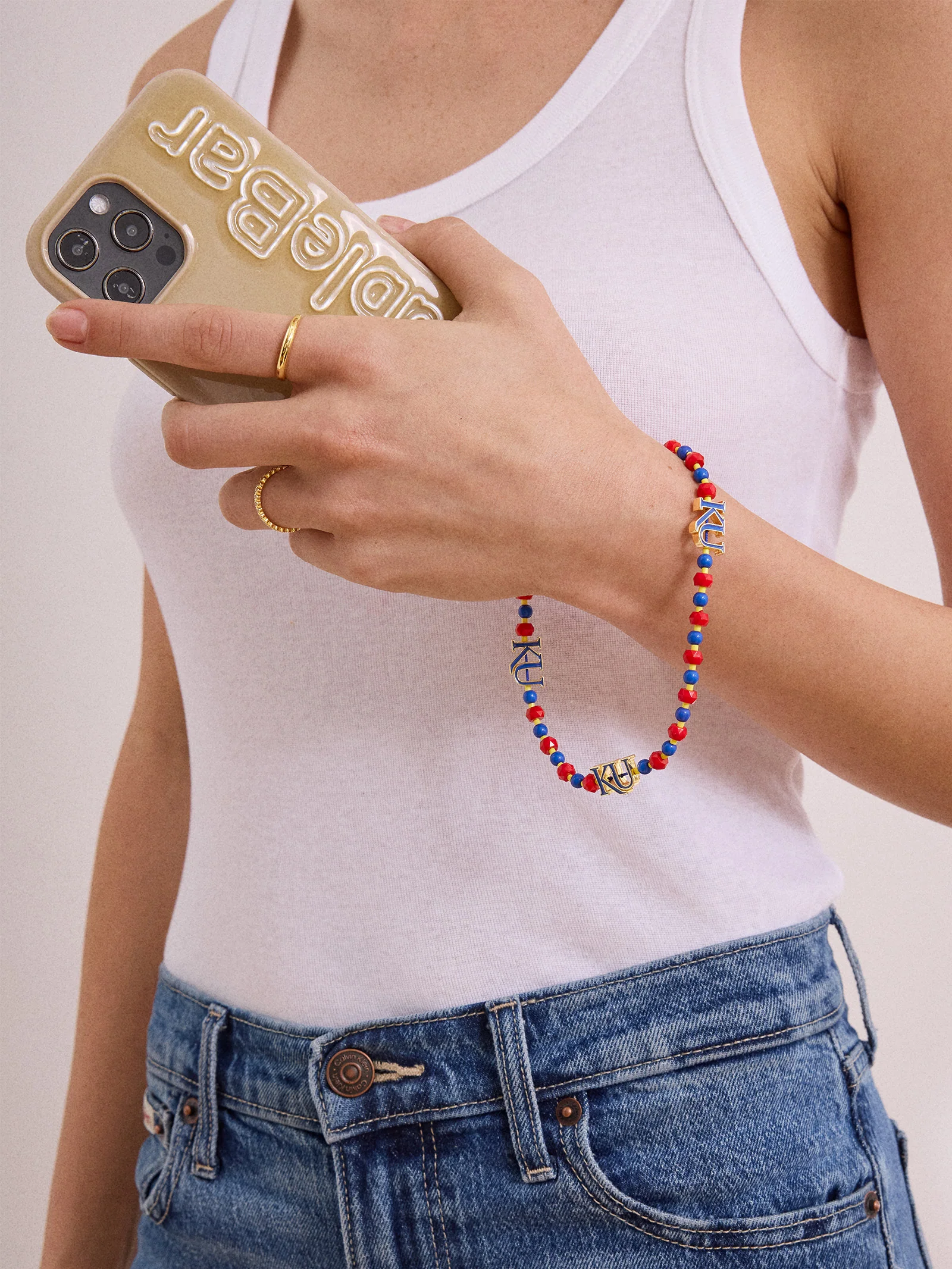 University of Kansas Beaded Phone Charm - University of Kansas - Image 2