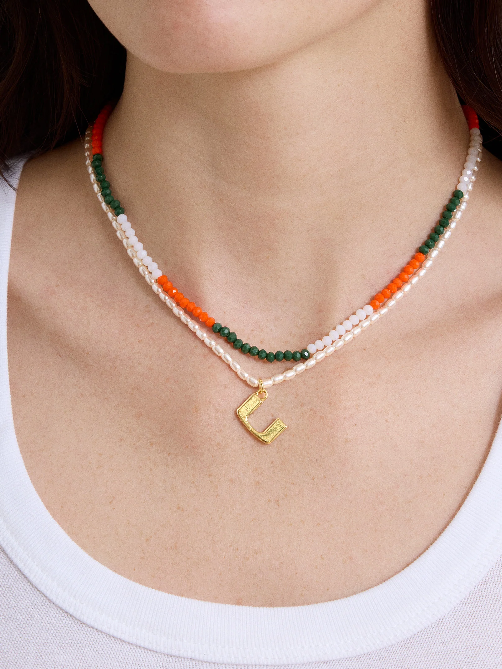 University of Miami Logo Beaded Necklace Set - University of Miami - Image 2