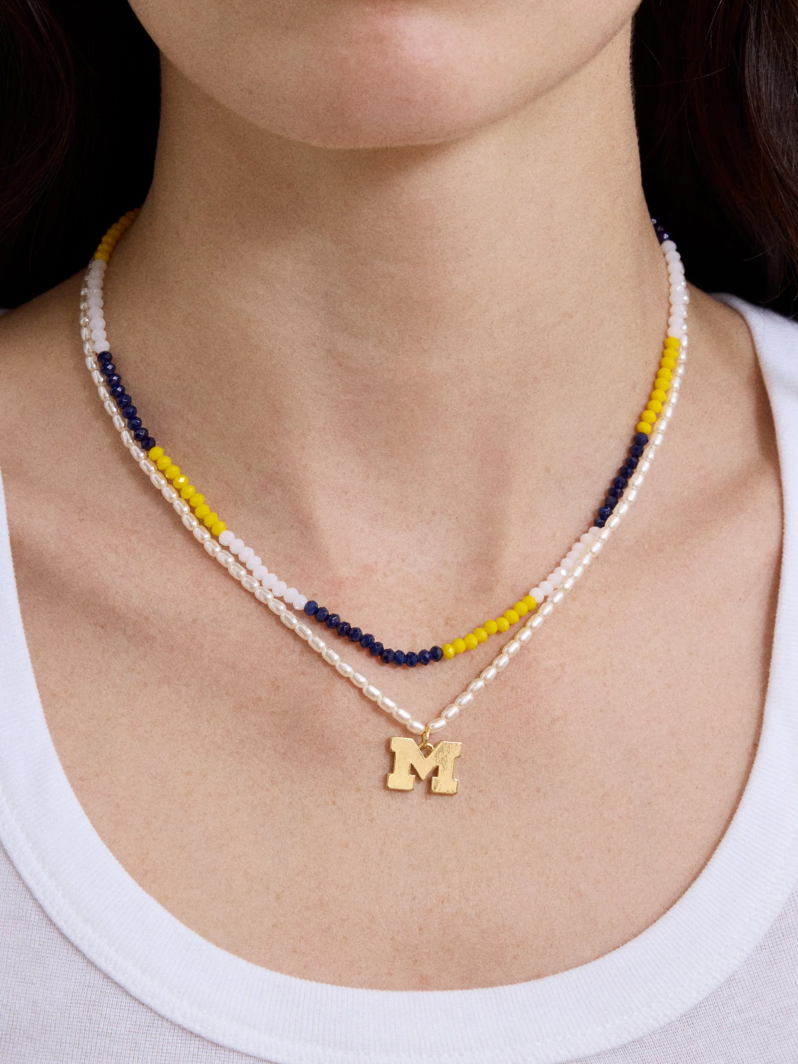 University of Michigan Beaded Logo Necklace Set - University of Michigan - Image 2