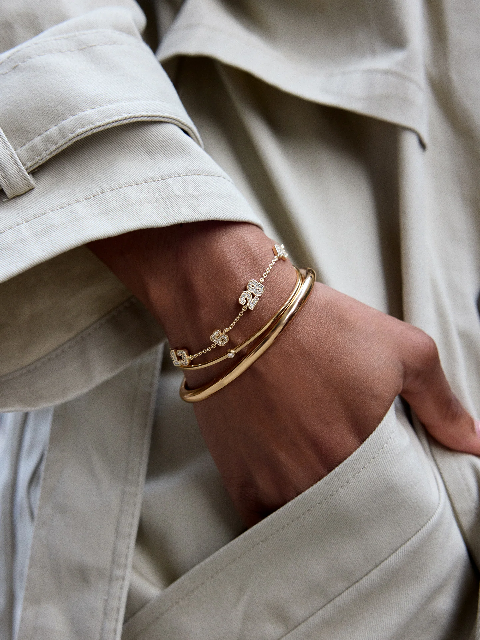 Varsity Number Custom Bracelet - One Gold Station - Image 2