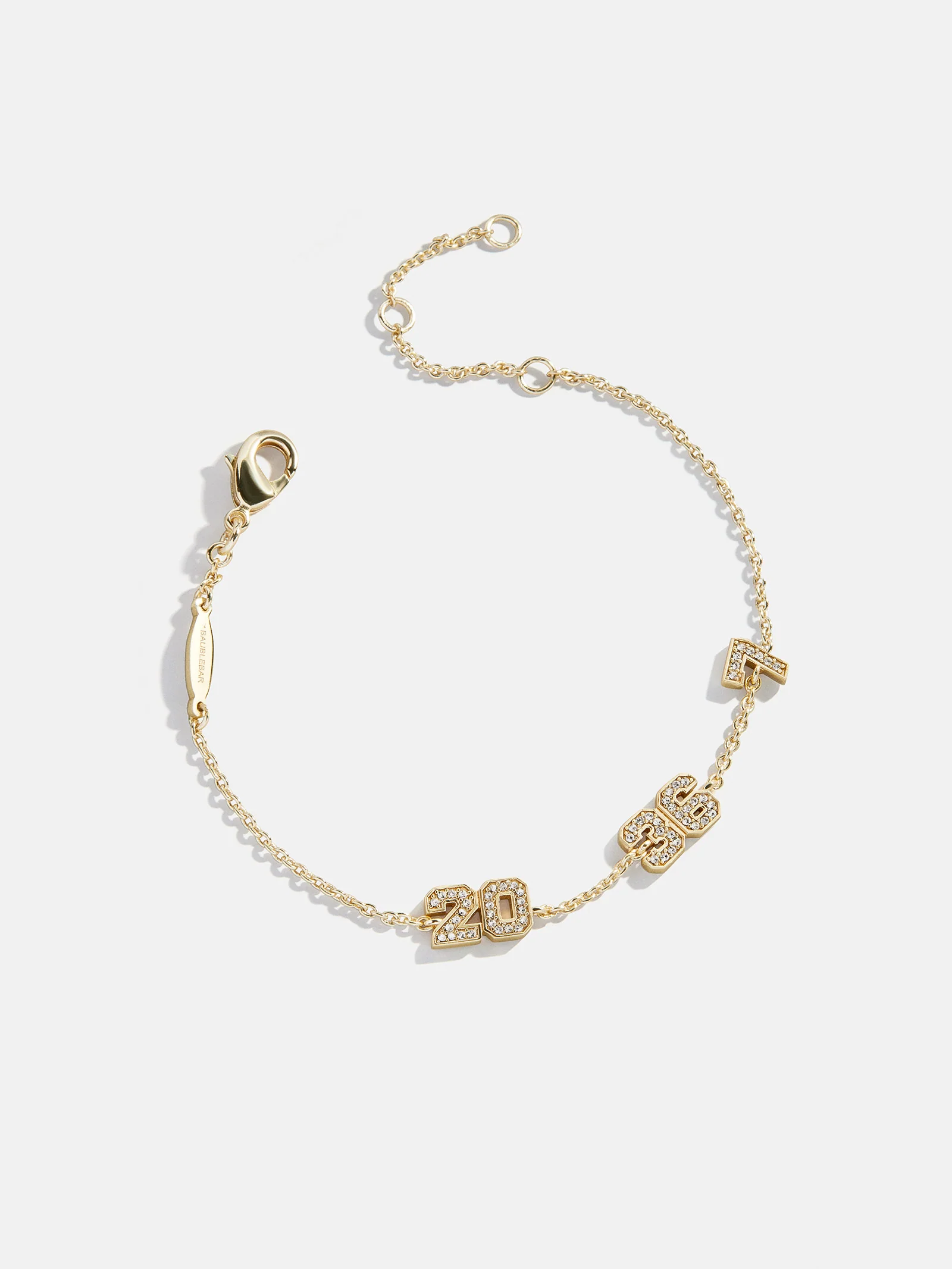 Varsity Number Custom Bracelet - Three Gold Stations - Image 3