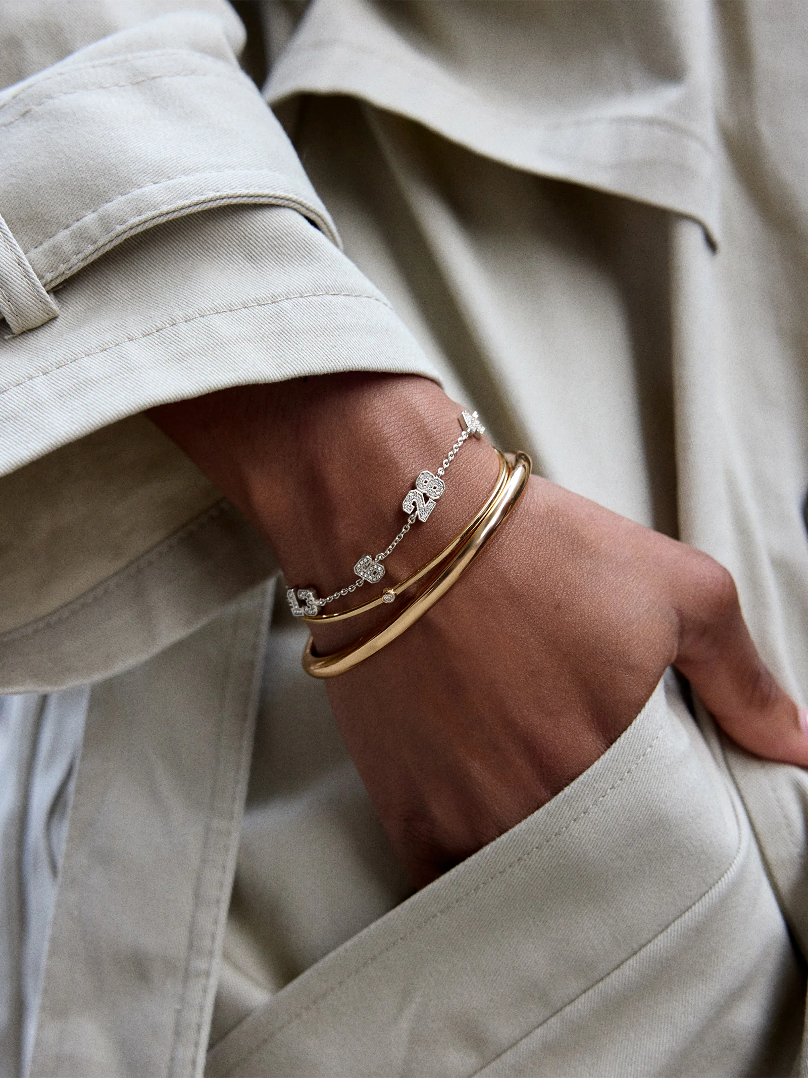 Varsity Number Custom Bracelet - Five Silver Stations - Image 2